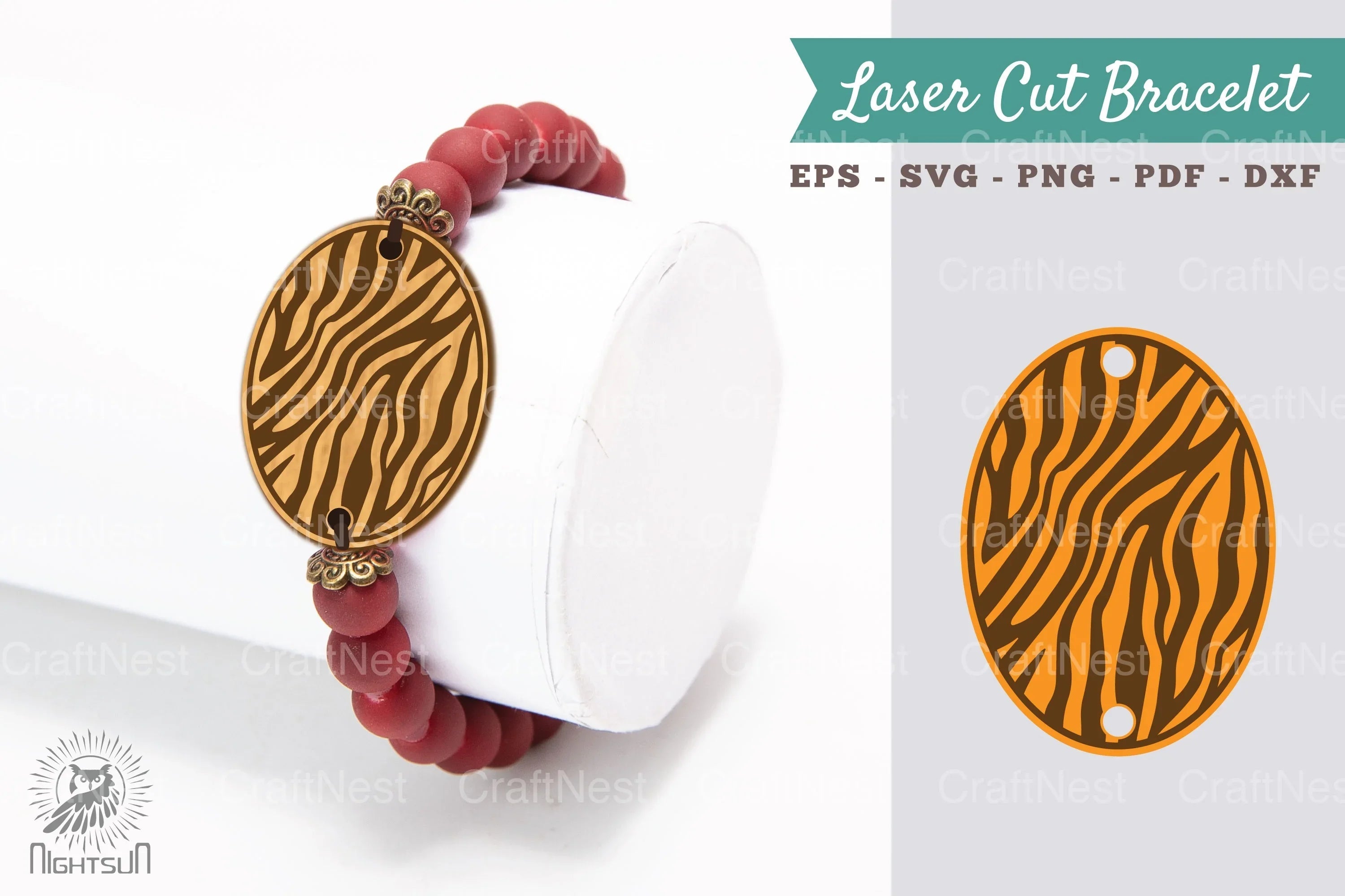 Zebra Texture Laser Cut Bracelet Design Bundle - CraftNest - Digital Crafting and Art