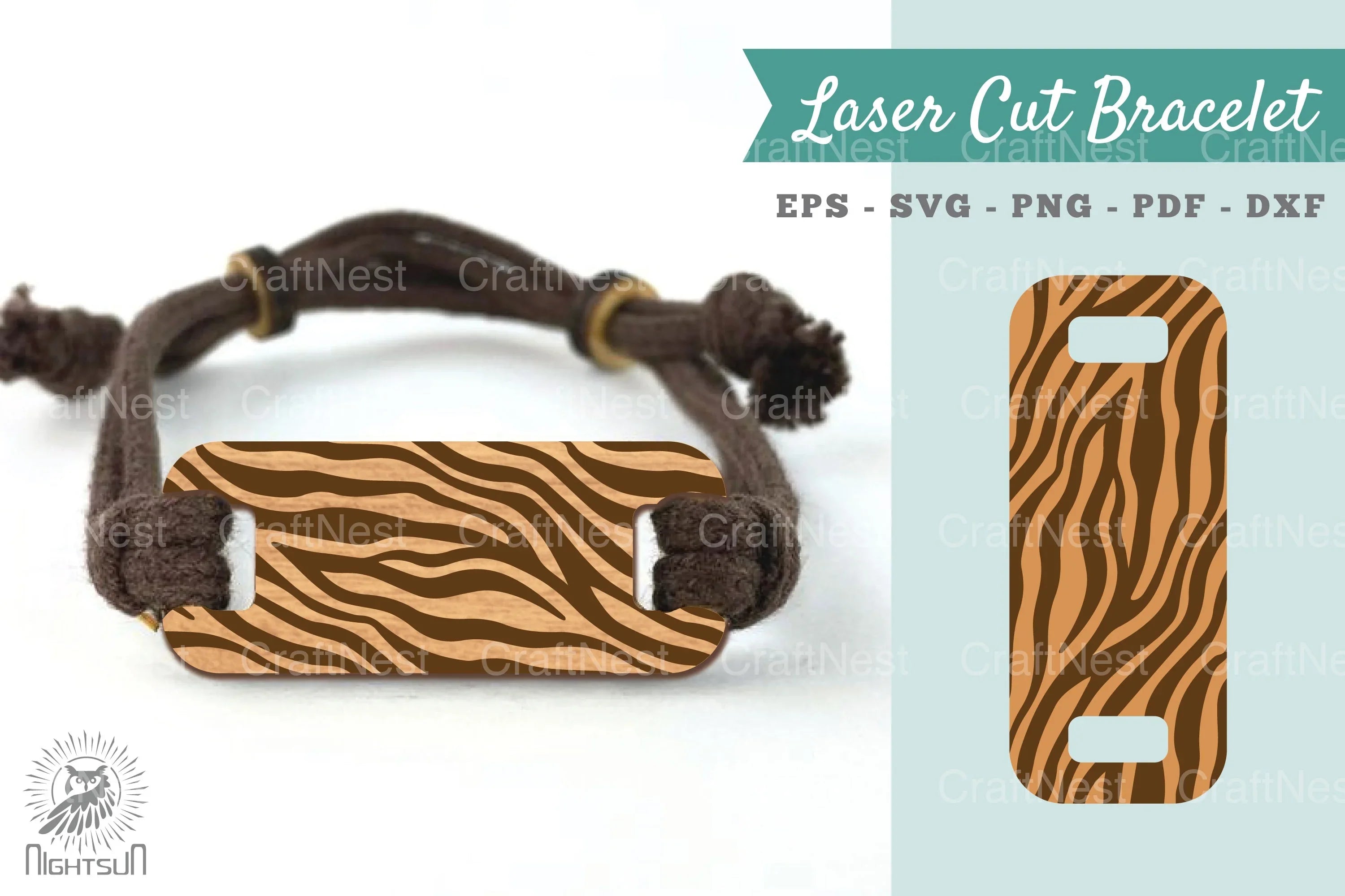 Zebra Texture Laser Cut Bracelet Design Bundle - CraftNest - Digital Crafting and Art