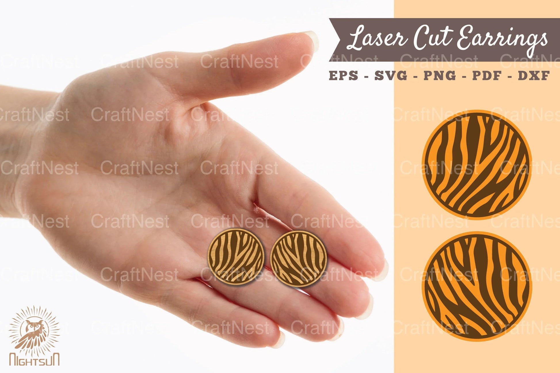 Zebra Texture Laser Cut Earrings SVG Bundle - CraftNest - Digital Crafting and Art
