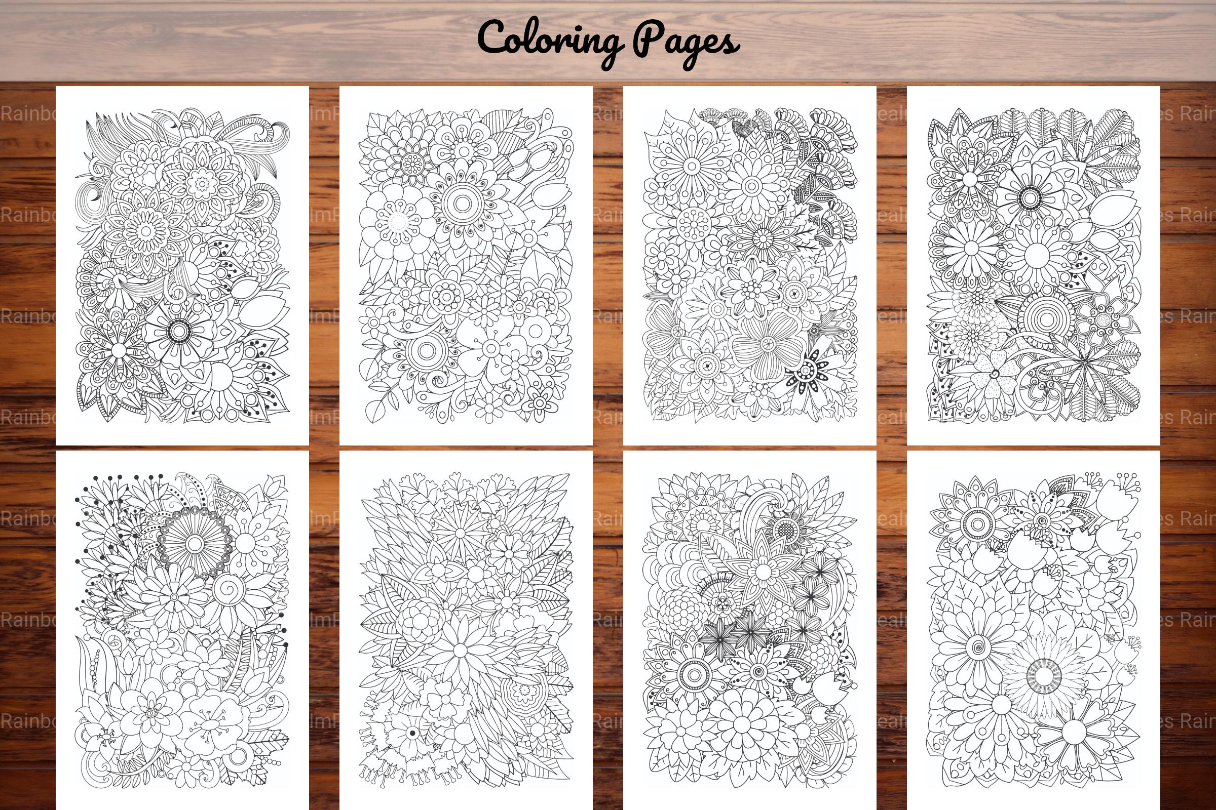 Flowers Zentangle Coloring Book
