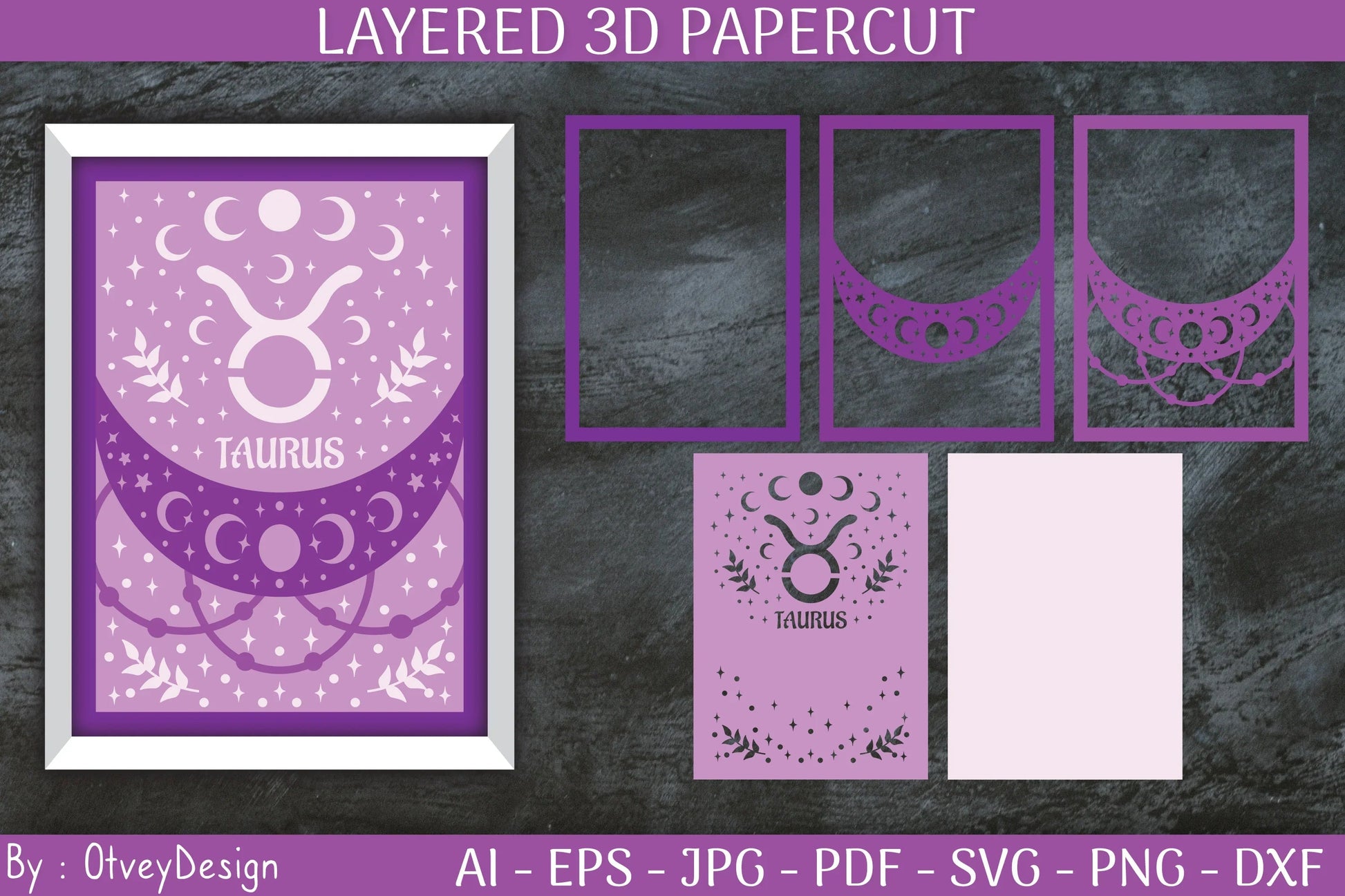 Zodiac Signs Celestial 3D Layered Papercut SVG Bundle - CraftNest - Digital Crafting and Art