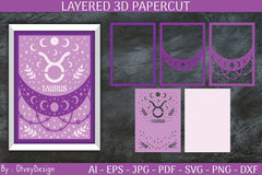 Zodiac Signs Celestial 3D Layered Papercut SVG Bundle - CraftNest - Digital Crafting and Art