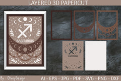 Zodiac Signs Celestial 3D Layered Papercut SVG Bundle - CraftNest - Digital Crafting and Art