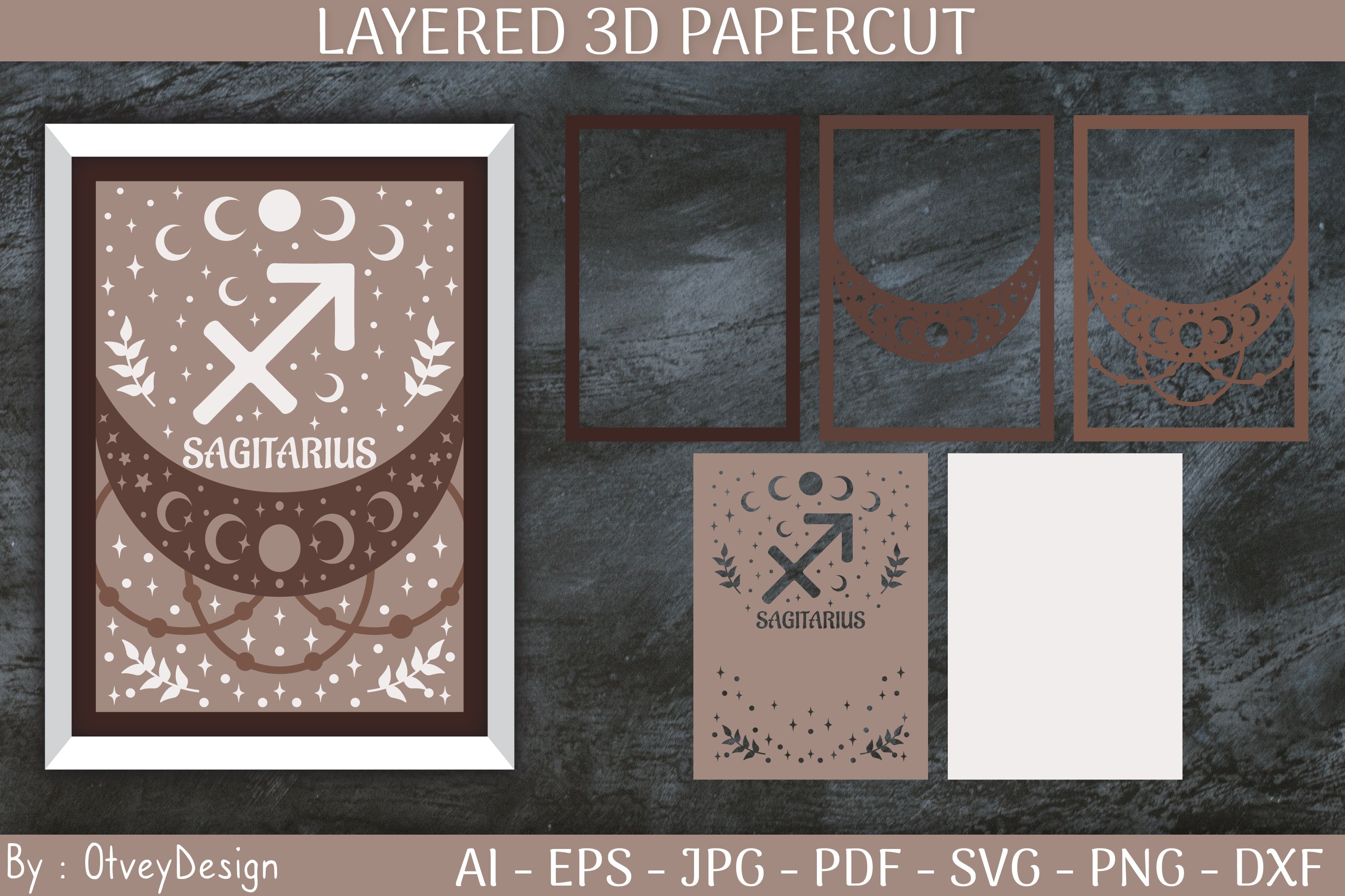 Zodiac Signs Celestial 3D Layered Papercut SVG Bundle