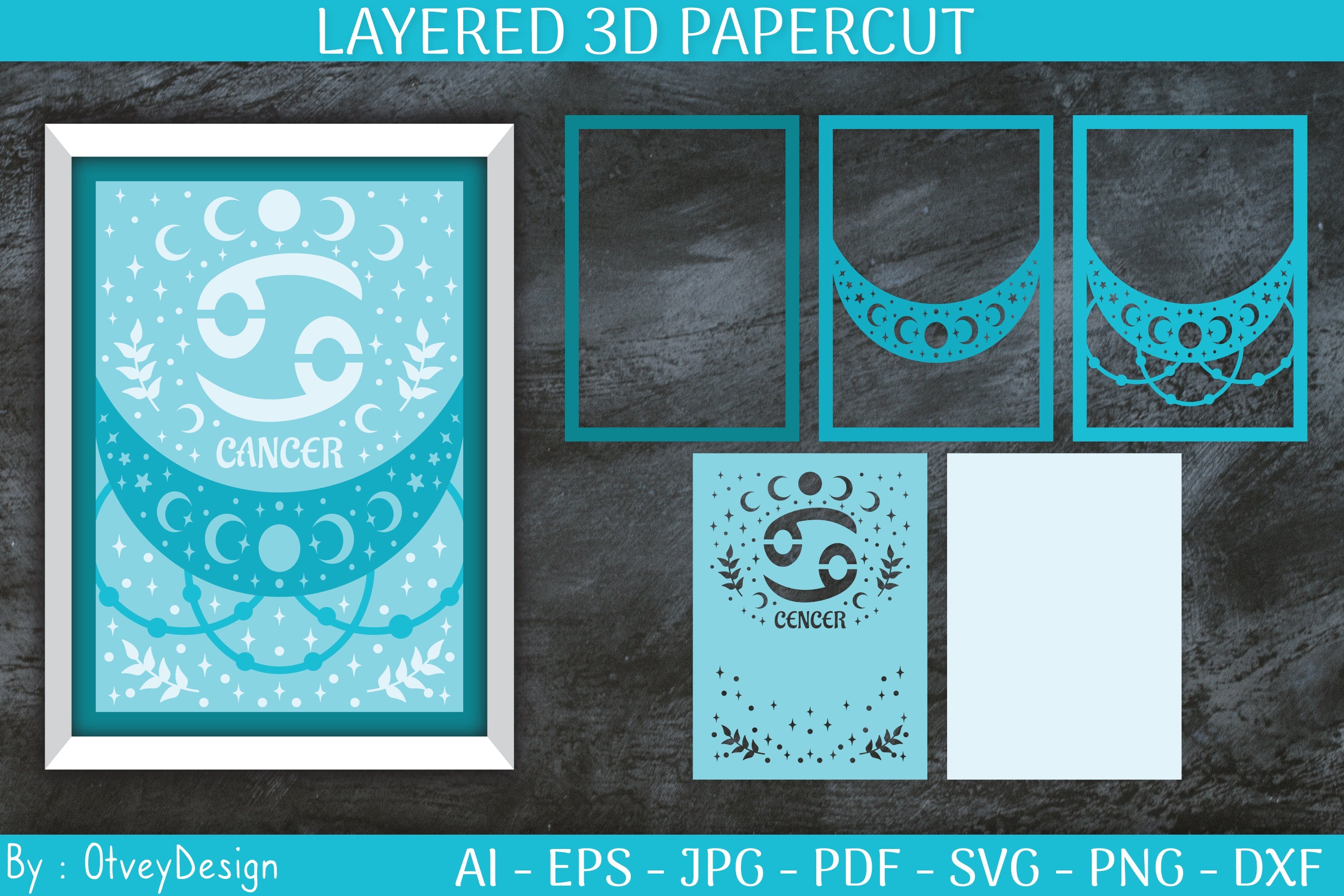 Zodiac Signs Celestial 3D Layered Papercut SVG Bundle