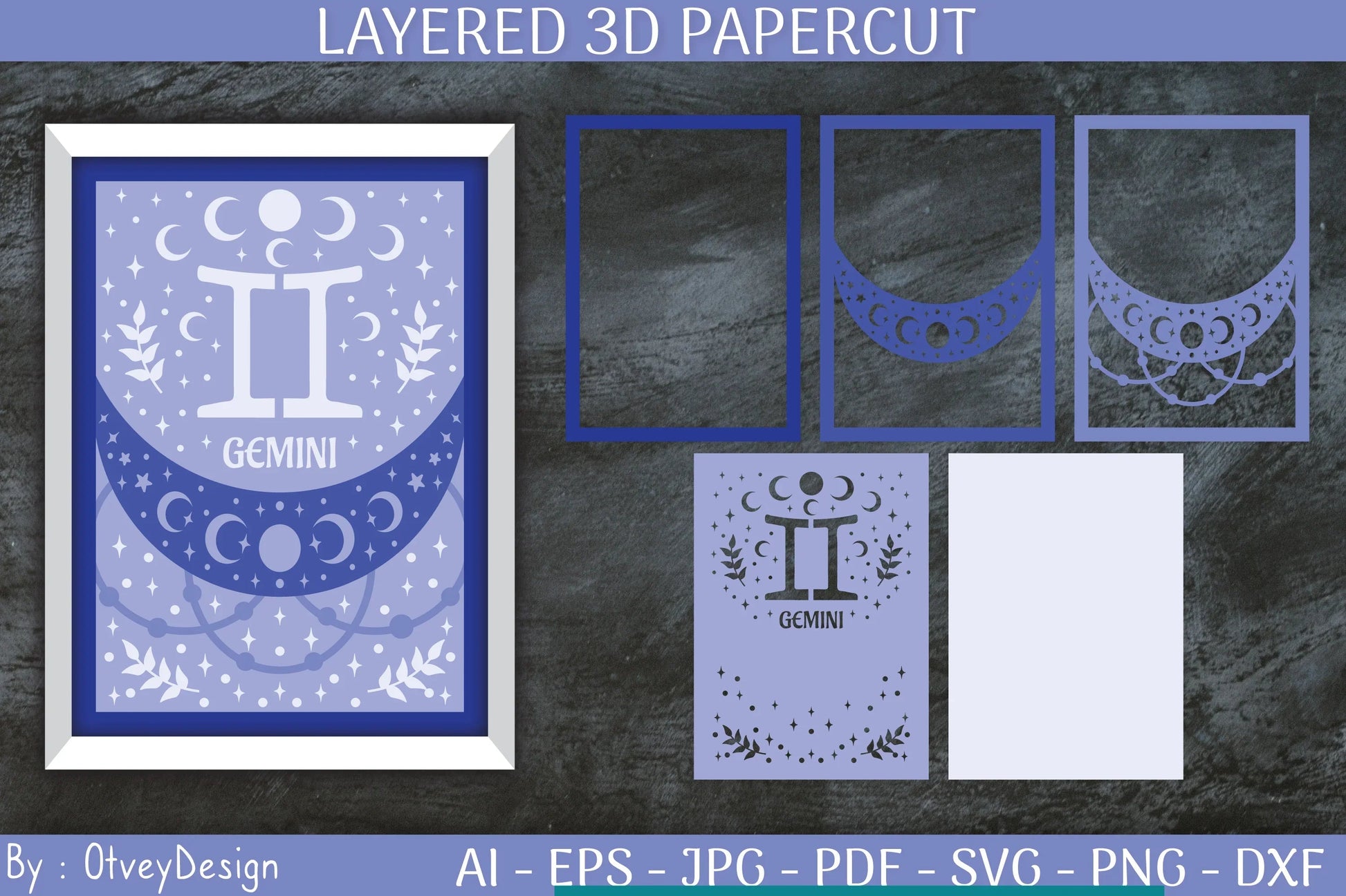 Zodiac Signs Celestial 3D Layered Papercut SVG Bundle - CraftNest - Digital Crafting and Art