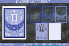 Zodiac Signs Celestial 3D Layered Papercut SVG Bundle - CraftNest - Digital Crafting and Art