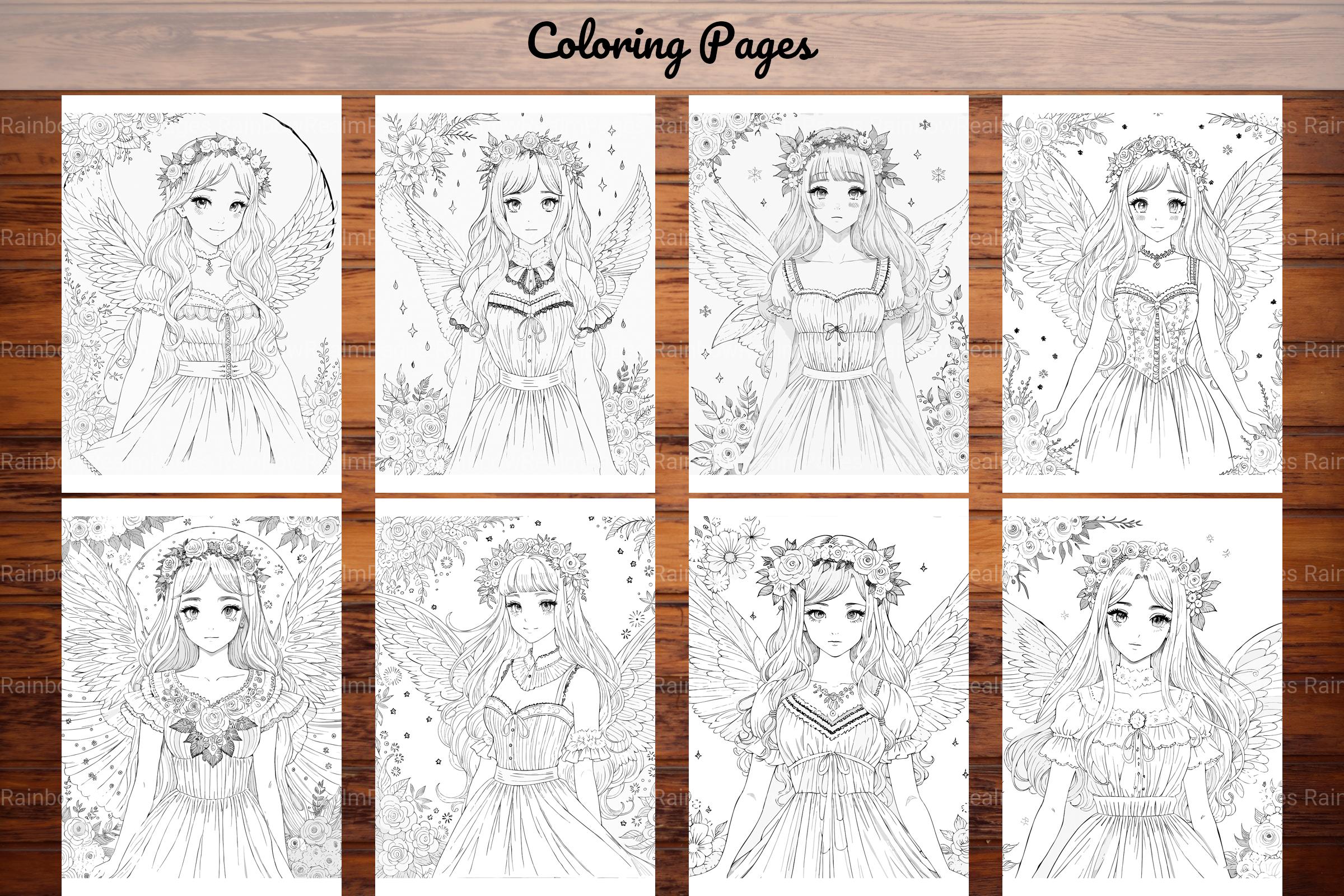 Fairy and Flowers Coloring Pages