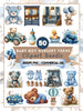 Blue Boy Baby Shower Floral Clipart