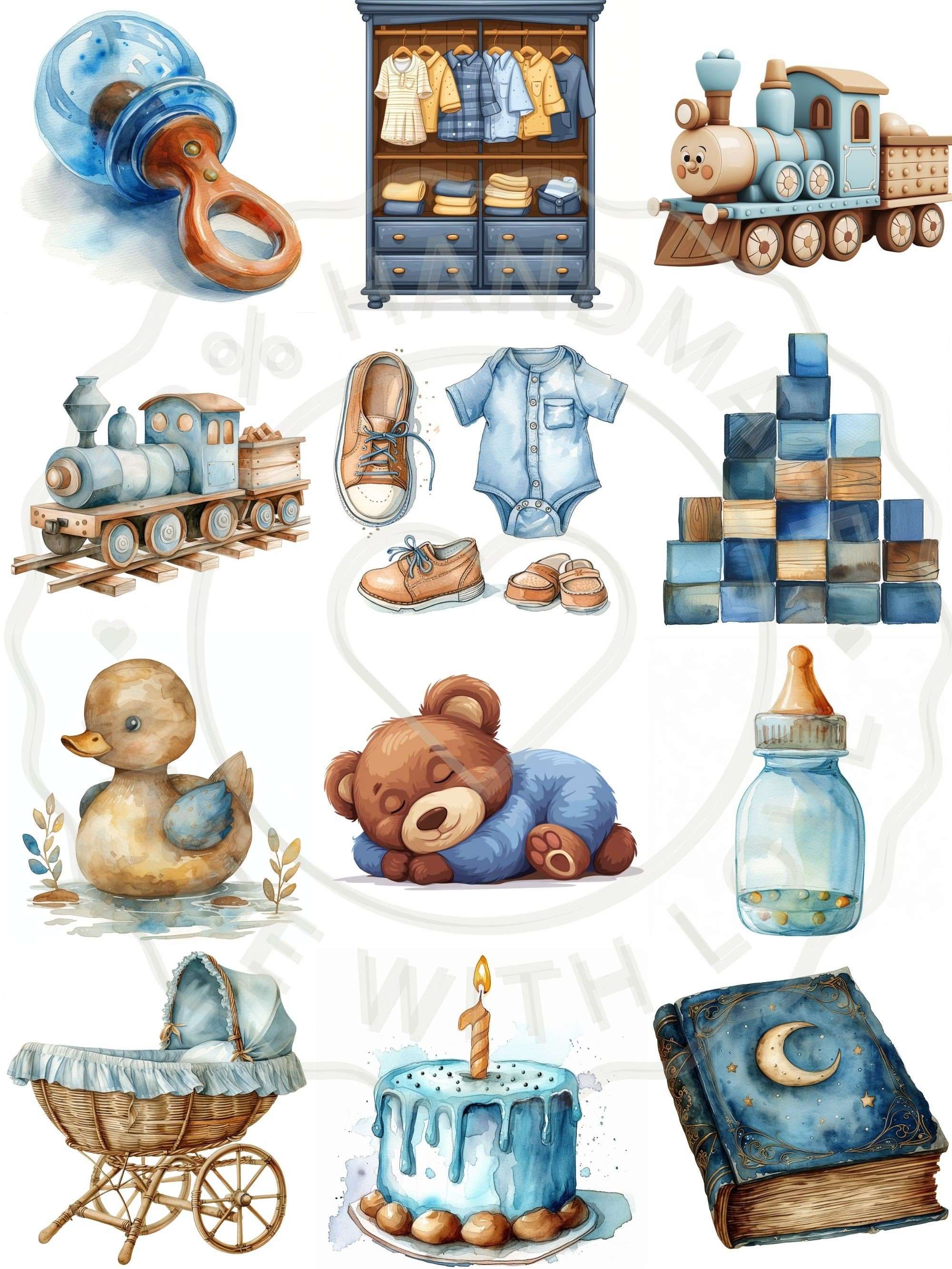 Blue Boy Baby Shower Floral Clipart - CraftNest - Digital Crafting and Art