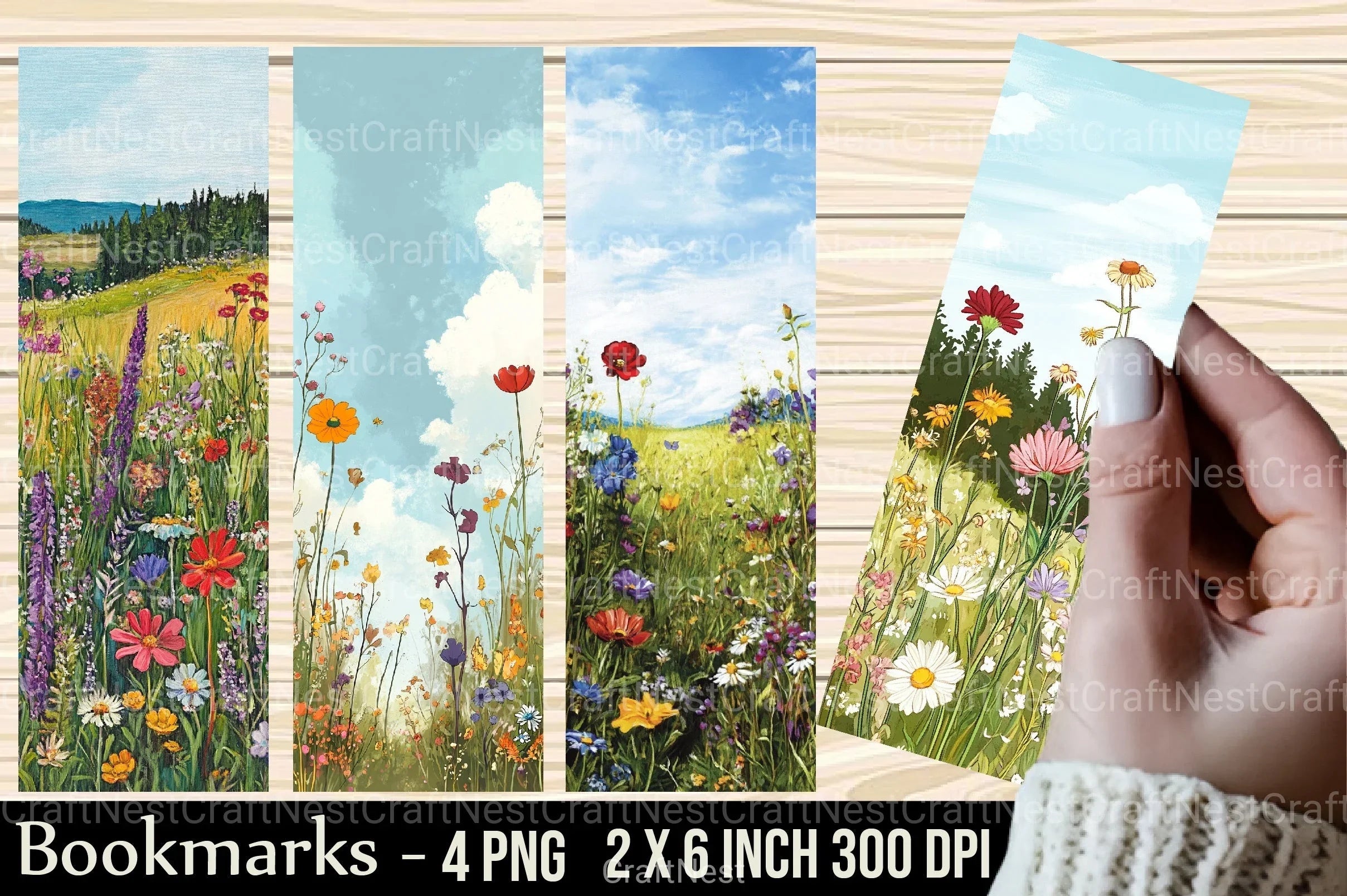 Flower Meadow Graphic Bookmark Junk Journal - CraftNest - Digital Crafting and Art