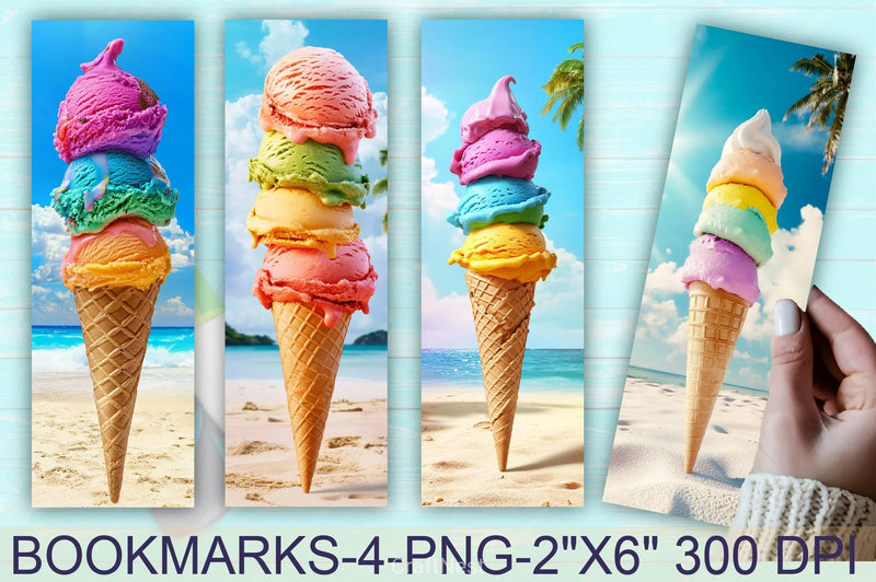 Summer Ice Cream Beach Bookmarks - CraftNest - Digital Crafting and Art