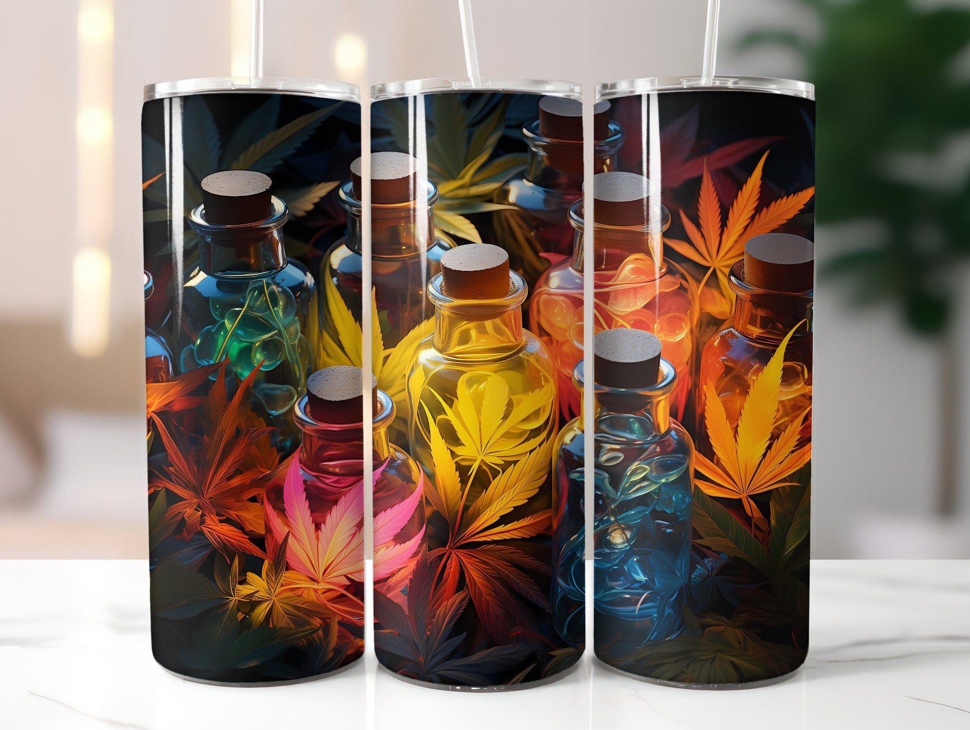 Cannabis Essential Oil Bottles Tumbler Wrap - CraftNest
