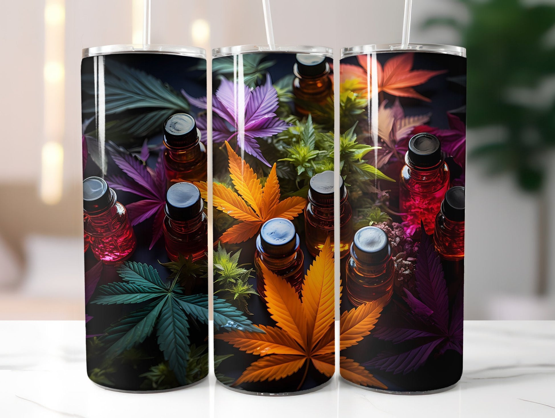 Cannabis Essential Oil Bottles Tumbler Wrap - CraftNest