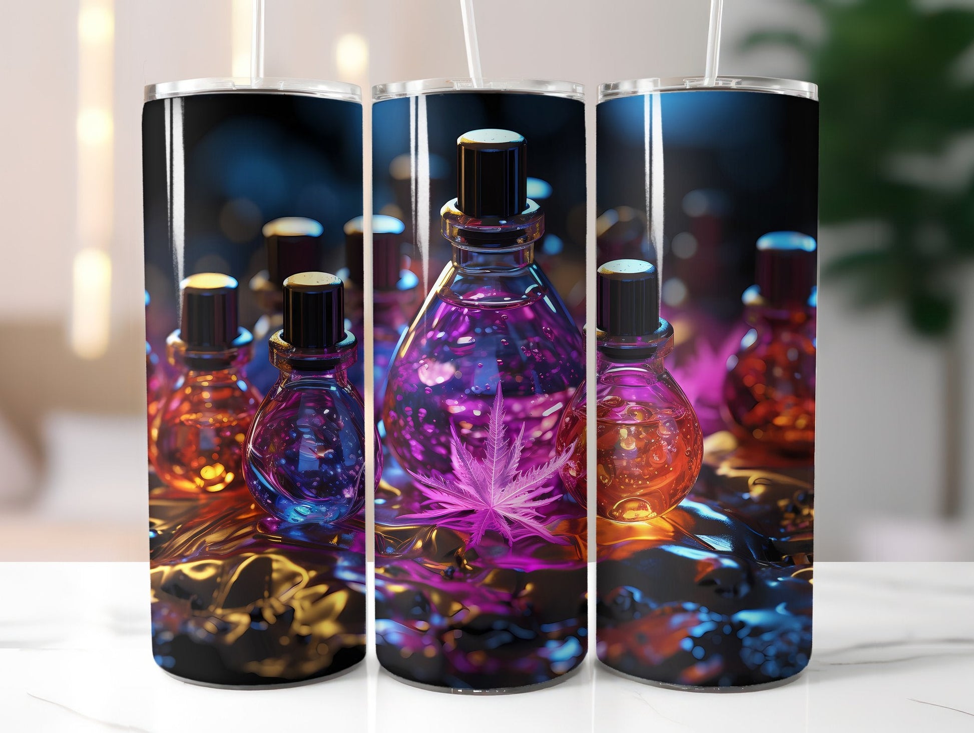 Cannabis Essential Oil Bottles Tumbler Wrap - CraftNest