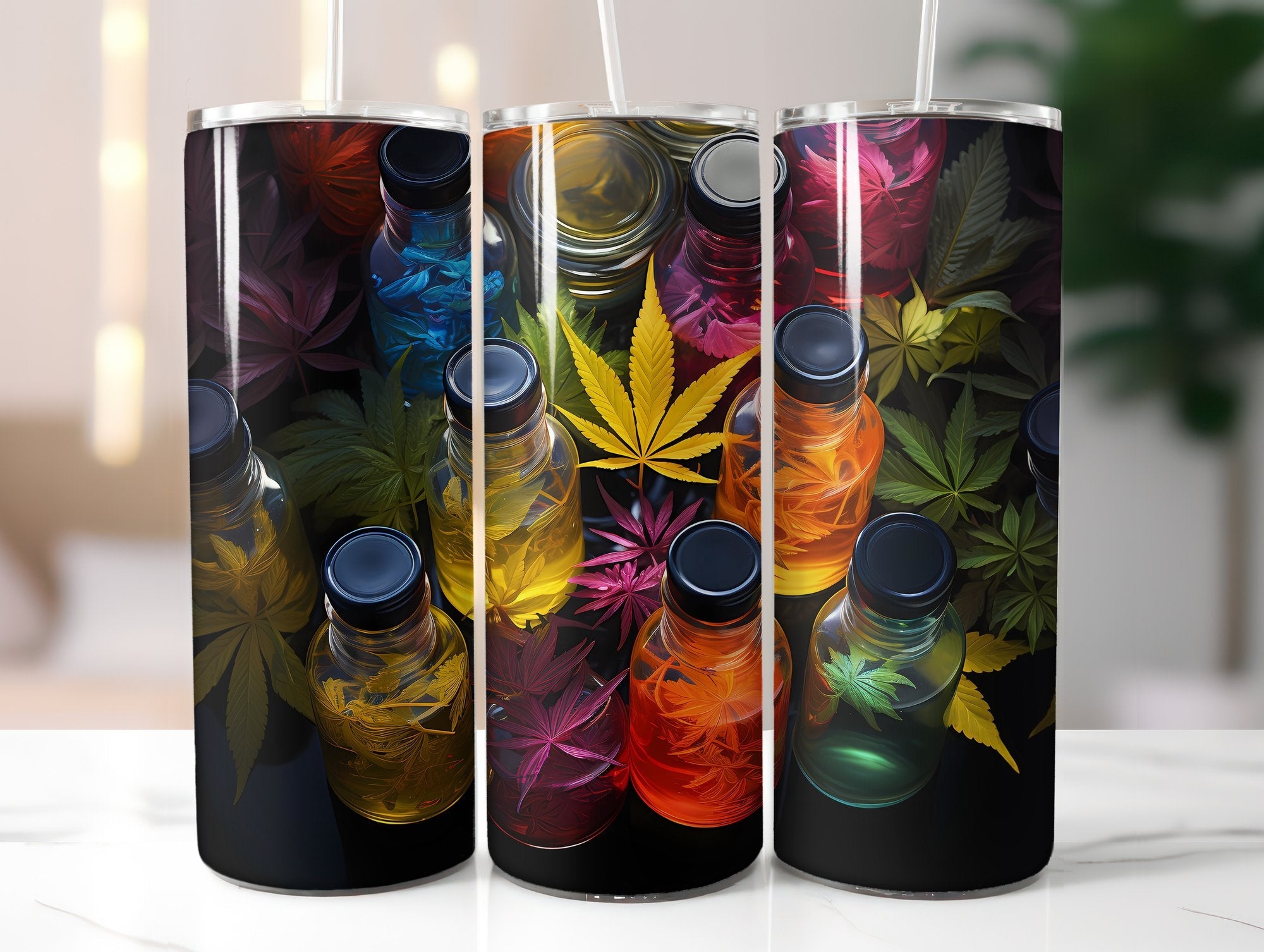Cannabis Essential Oil Bottles Tumbler Wrap - CraftNest