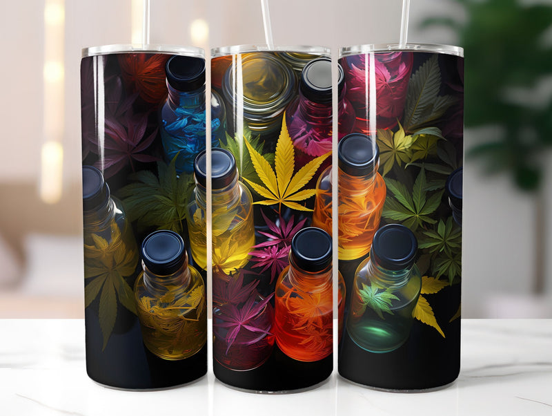 Cannabis Essential Oil Bottles Tumbler Wrap - CraftNest
