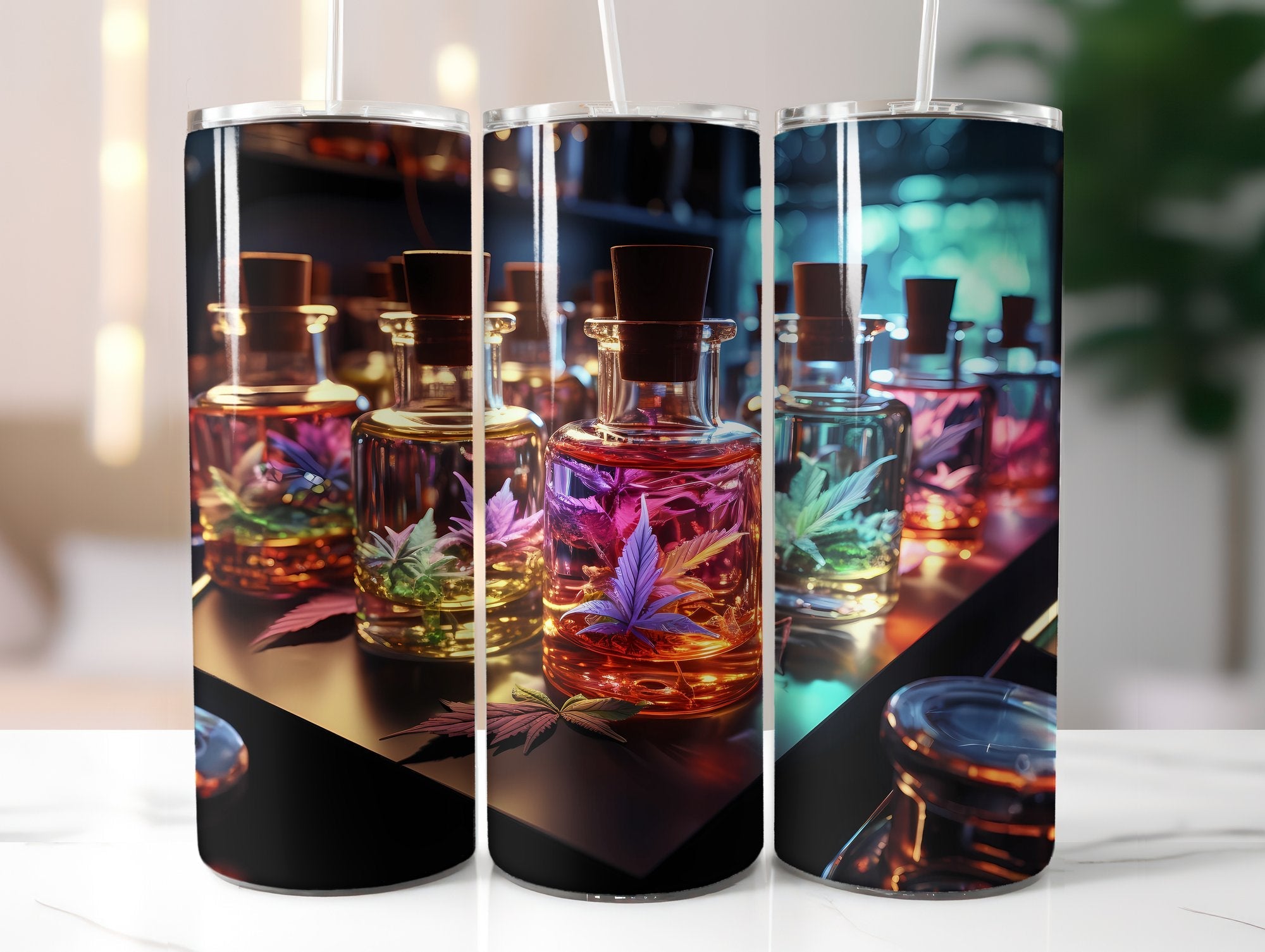 Cannabis Essential Oil Bottles Tumbler Wrap - CraftNest