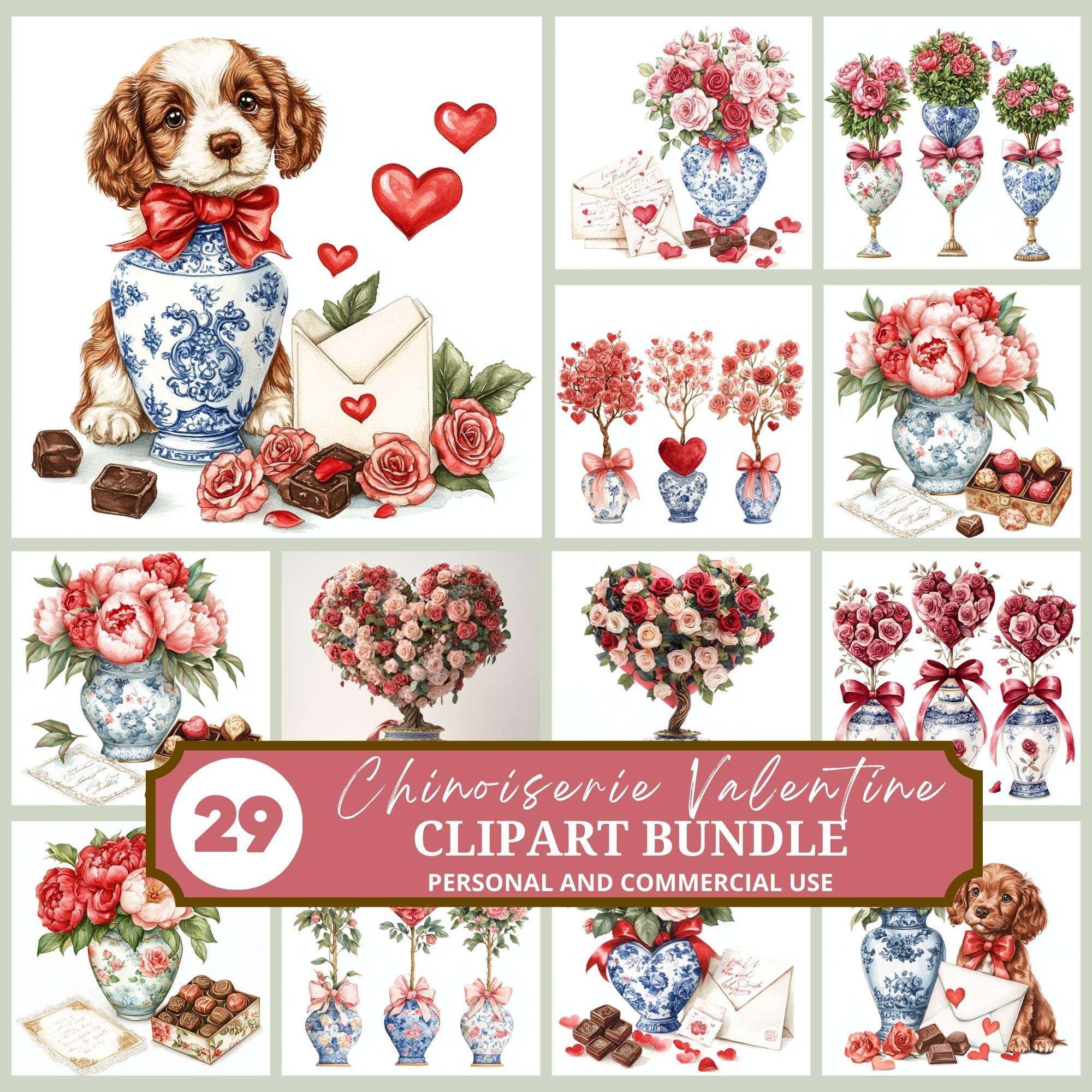 Chinoiserie Valentine Clipart - CraftNest - Digital Crafting and Art