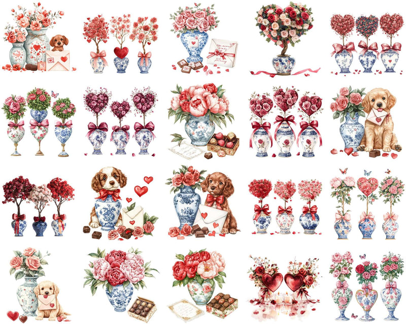 Chinoiserie Valentine Clipart - CraftNest - Digital Crafting and Art