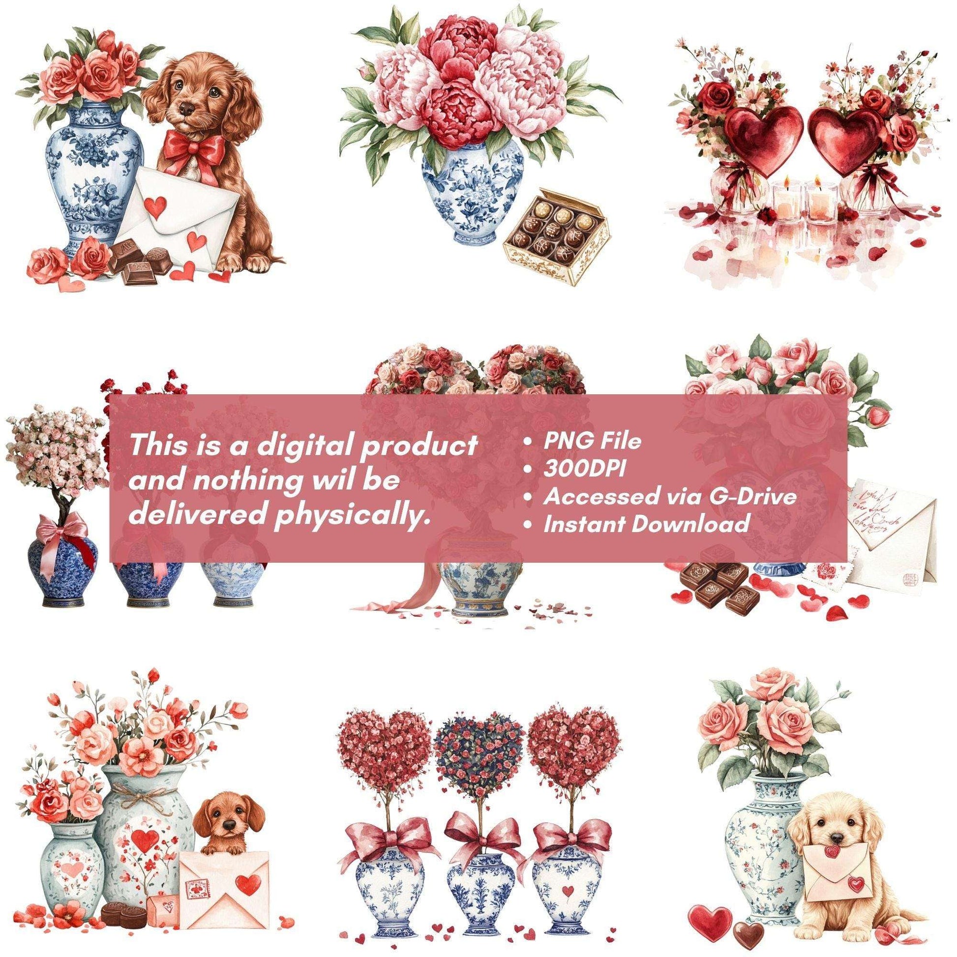 Chinoiserie Valentine Clipart - CraftNest - Digital Crafting and Art