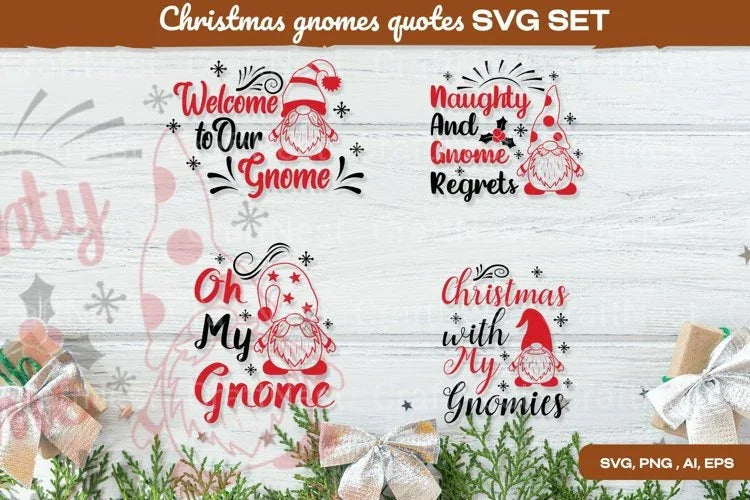 Christmas Gnomes Quotes SVG Bundle - CraftNest - Digital Crafting and Art