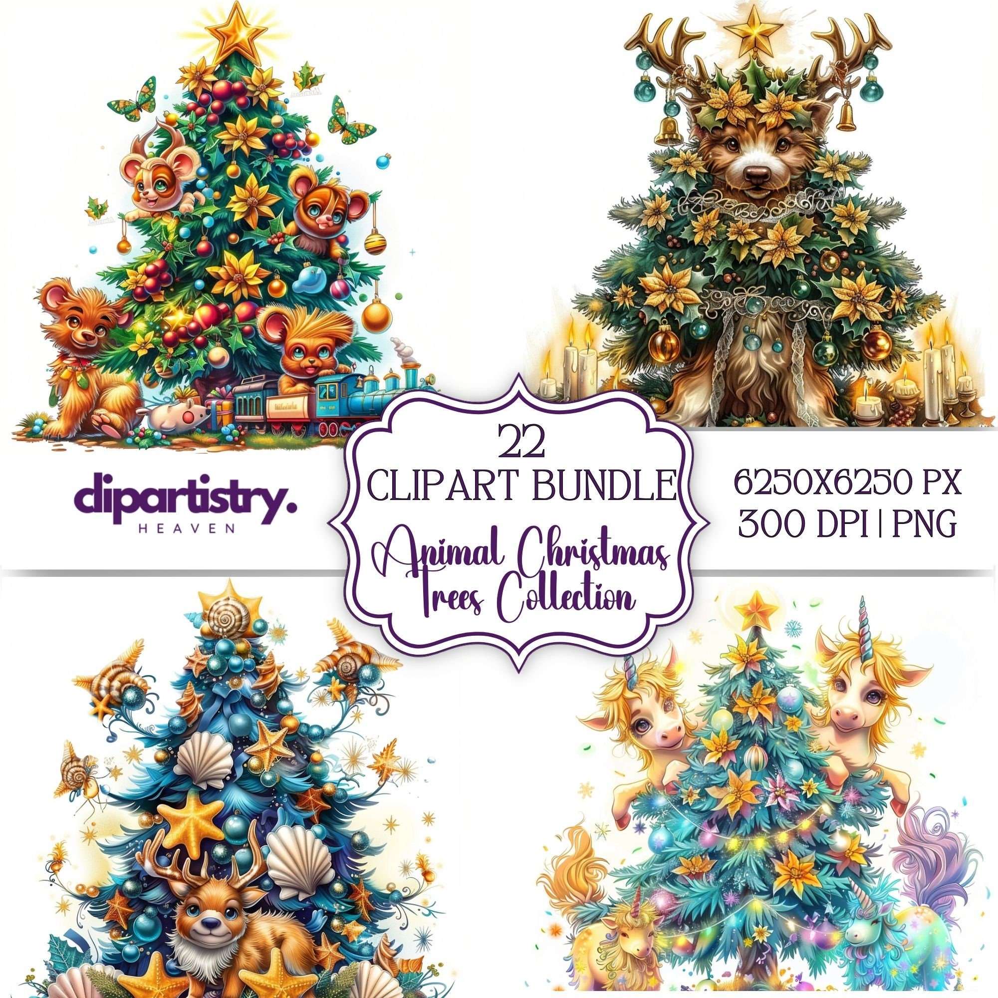 Animal Christmas Trees Christmas Clipart - CraftNest - Digital Crafting and Art