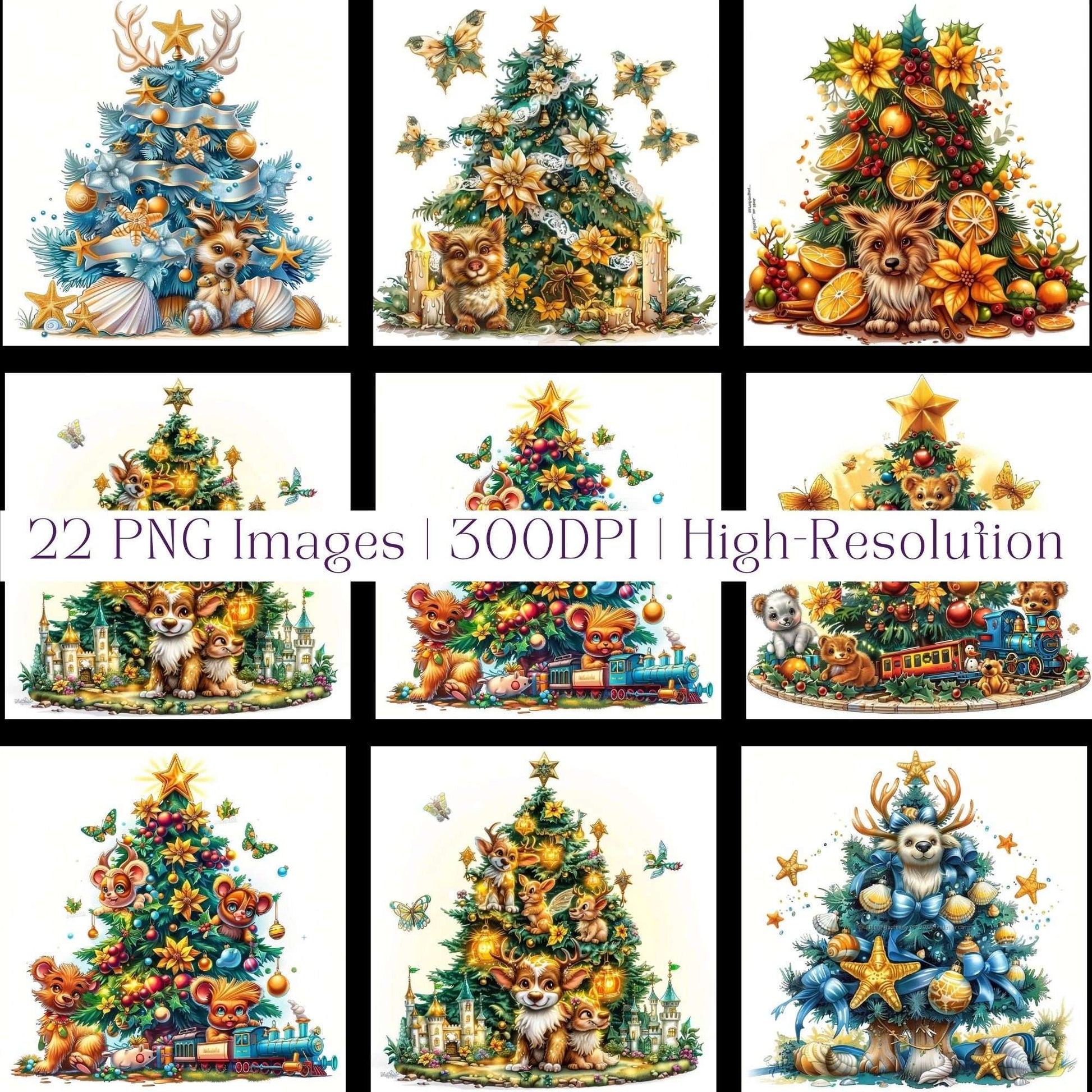 Animal Christmas Trees Christmas Clipart - CraftNest - Digital Crafting and Art