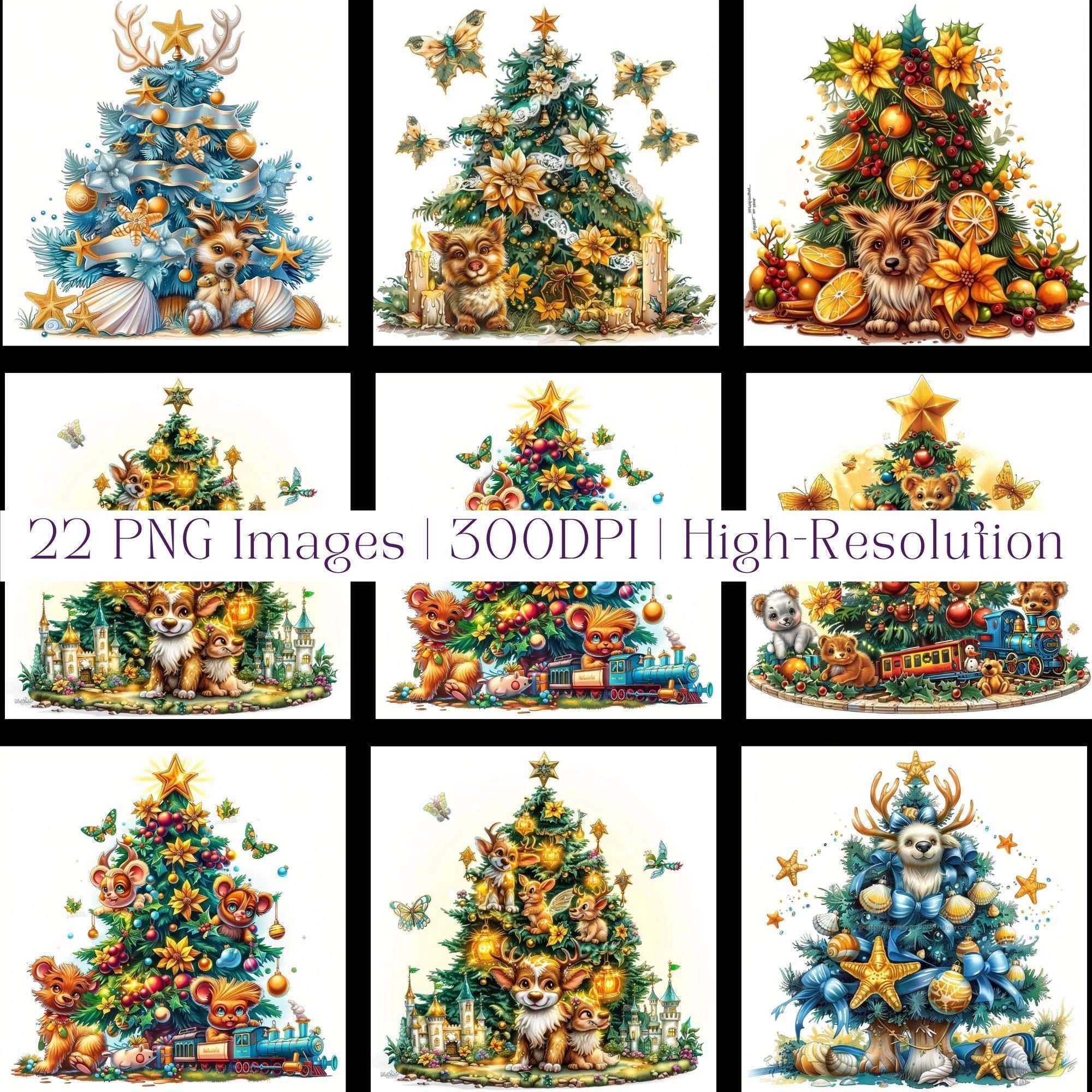 Animal Christmas Trees Christmas Clipart - CraftNest - Digital Crafting and Art