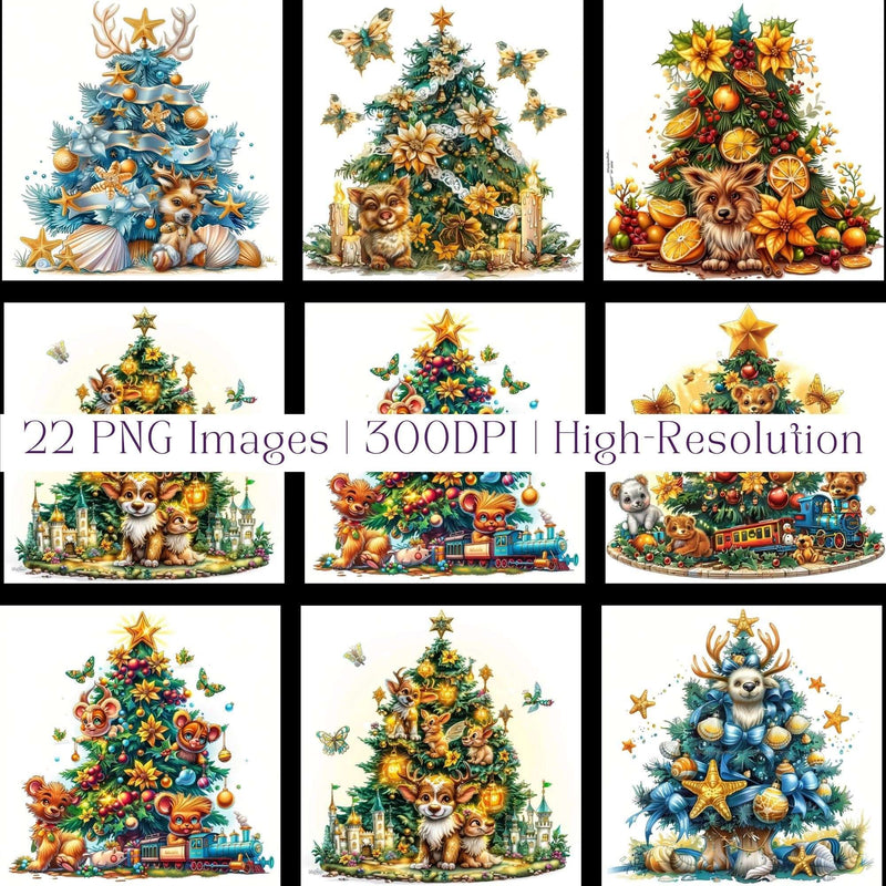 Animal Christmas Trees Christmas Clipart - CraftNest - Digital Crafting and Art