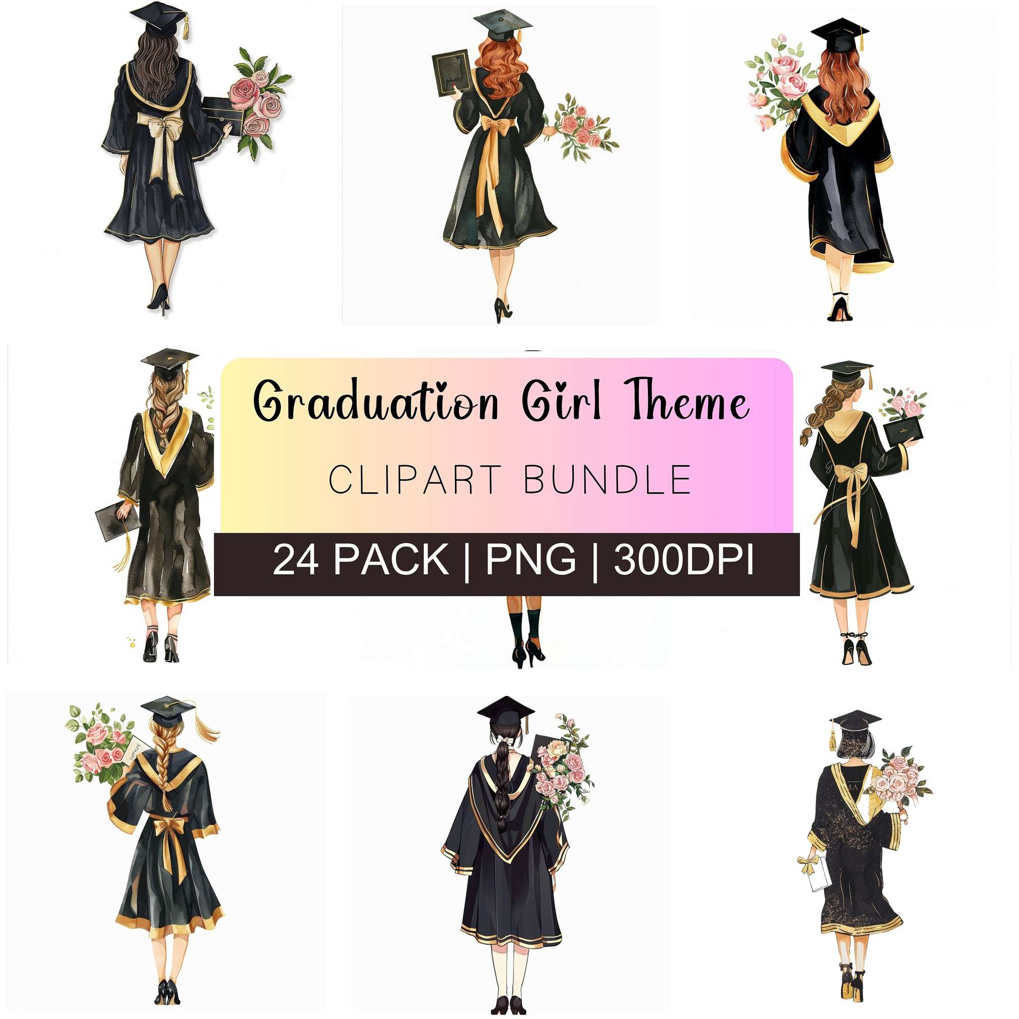 Girl Graduation Students Clipart - CraftNest - Digital Crafting and Art