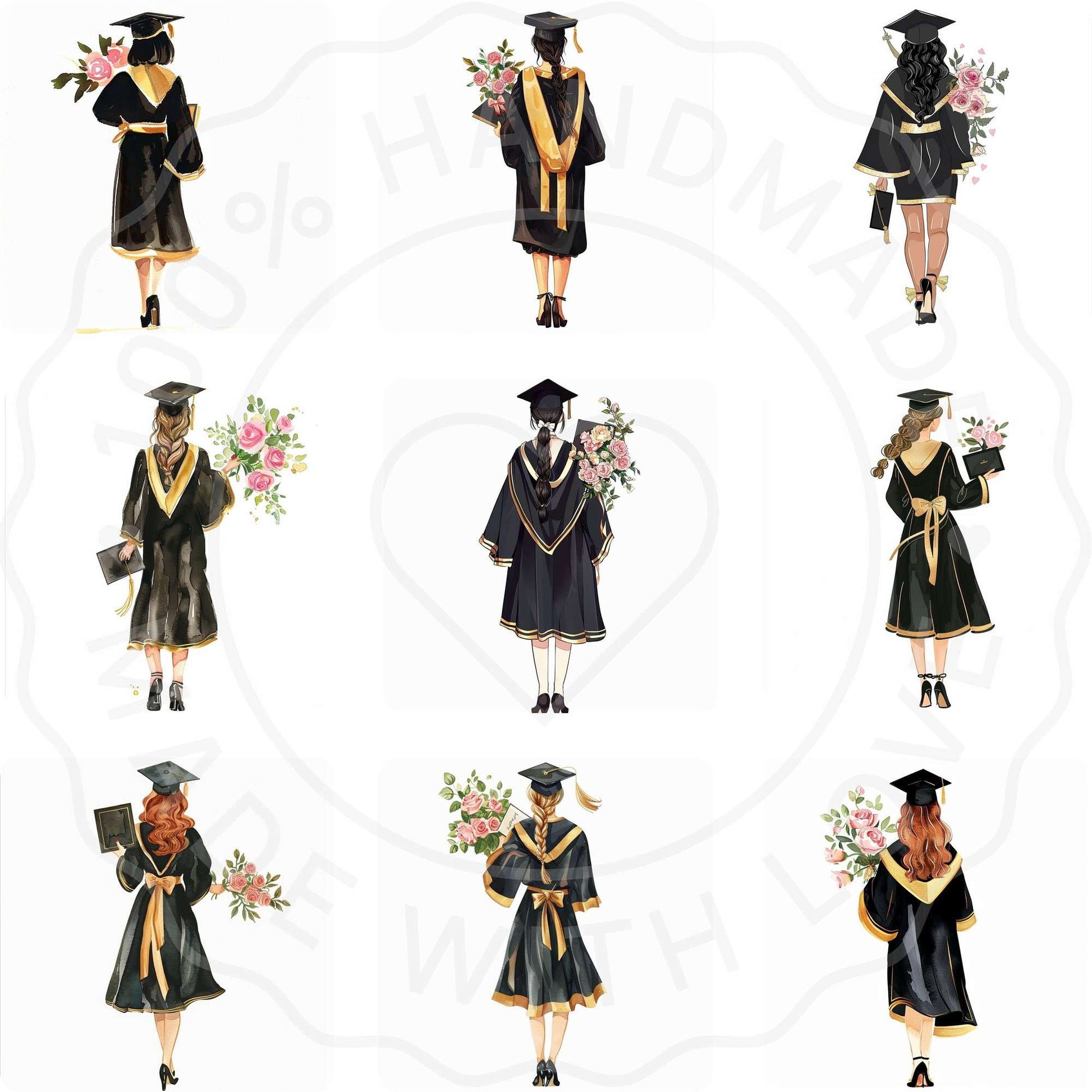 Girl Graduation Students Clipart - CraftNest - Digital Crafting and Art