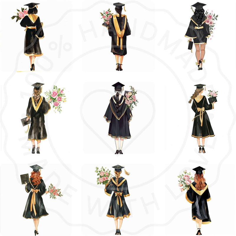 Girl Graduation Students Clipart - CraftNest - Digital Crafting and Art