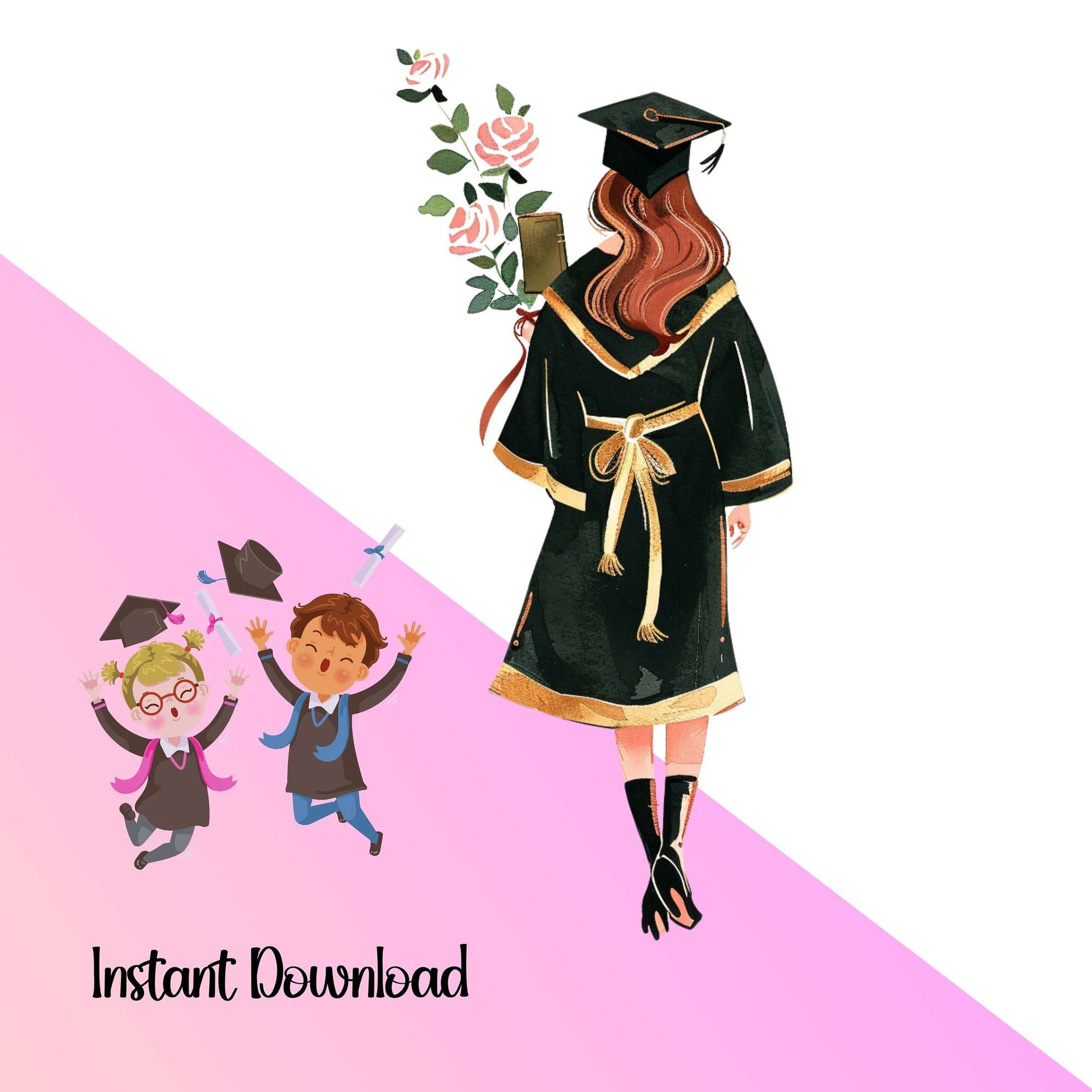 Girl Graduation Students Clipart - CraftNest - Digital Crafting and Art