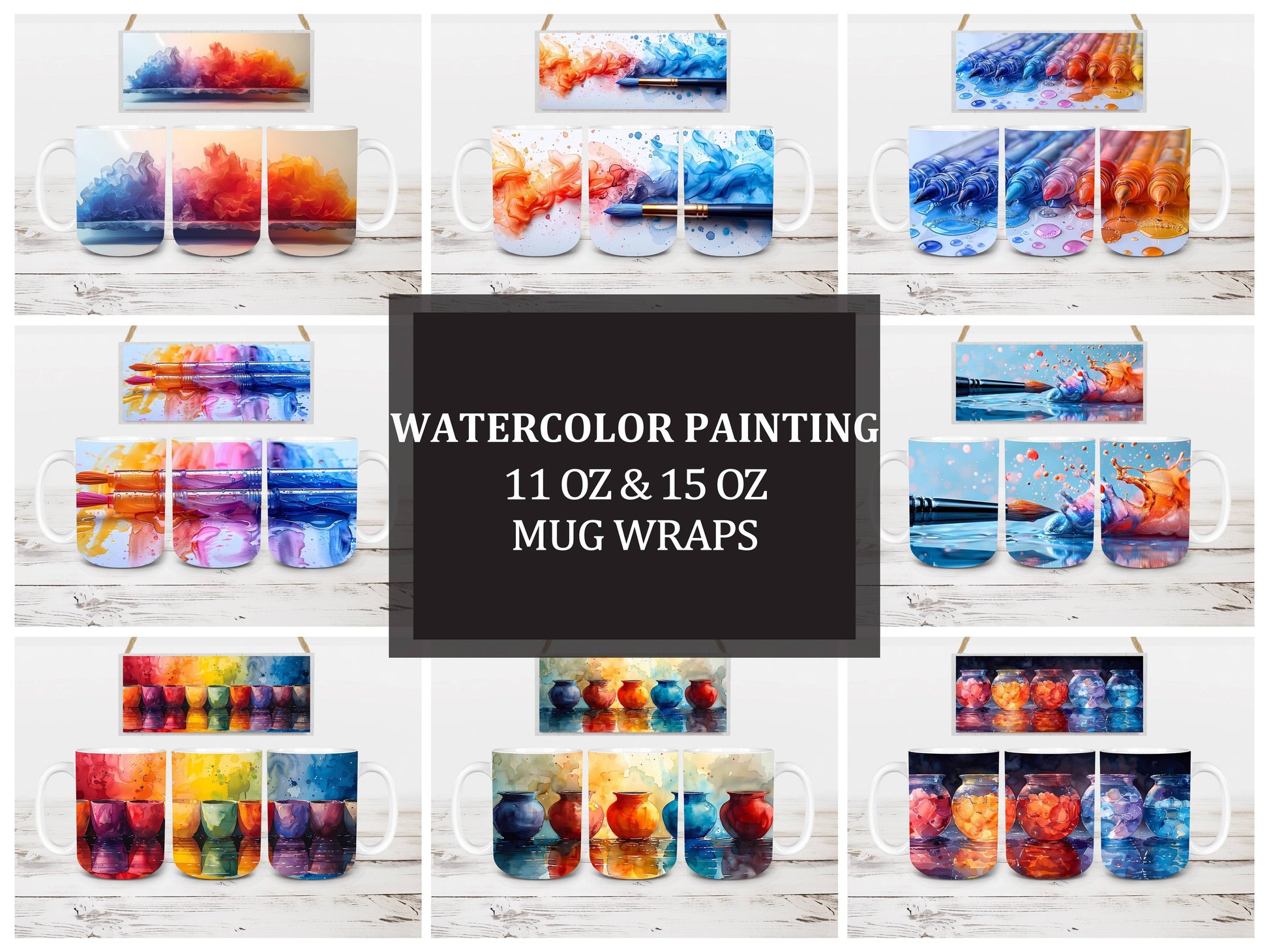 Watercolor Painting 4 Mug Wrap - CraftNest - Digital Crafting and Art
