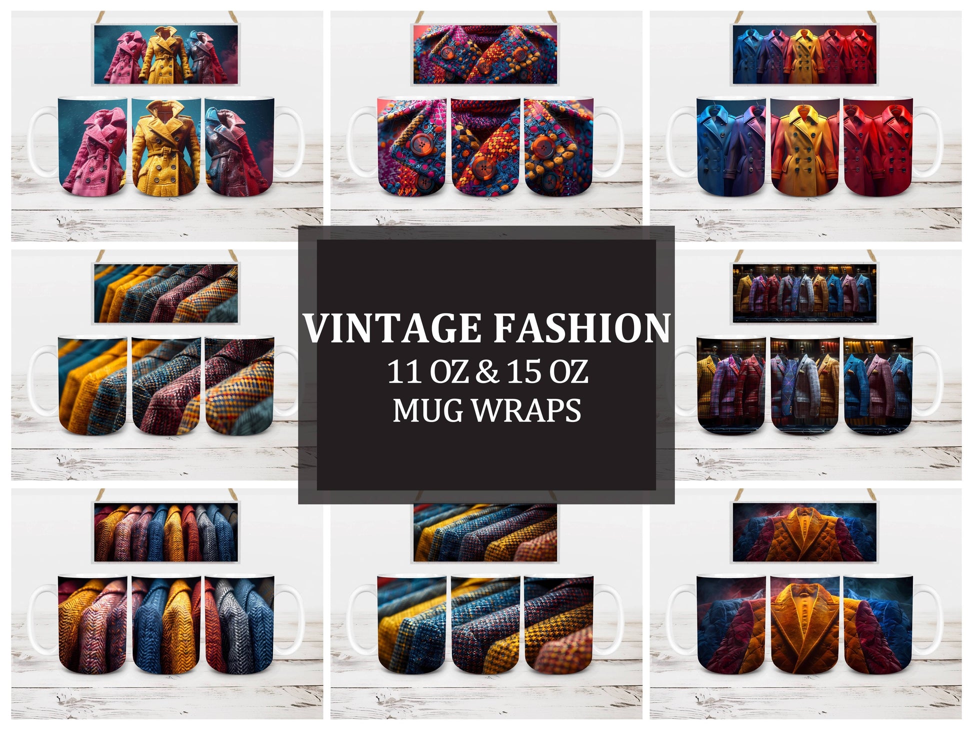Vintage Fashion 4 Mug Wrap - CraftNest - Digital Crafting and Art