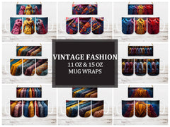 Vintage Fashion 4 Mug Wrap - CraftNest - Digital Crafting and Art