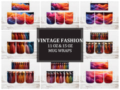 Vintage Fashion 3 Mug Wrap - CraftNest - Digital Crafting and Art