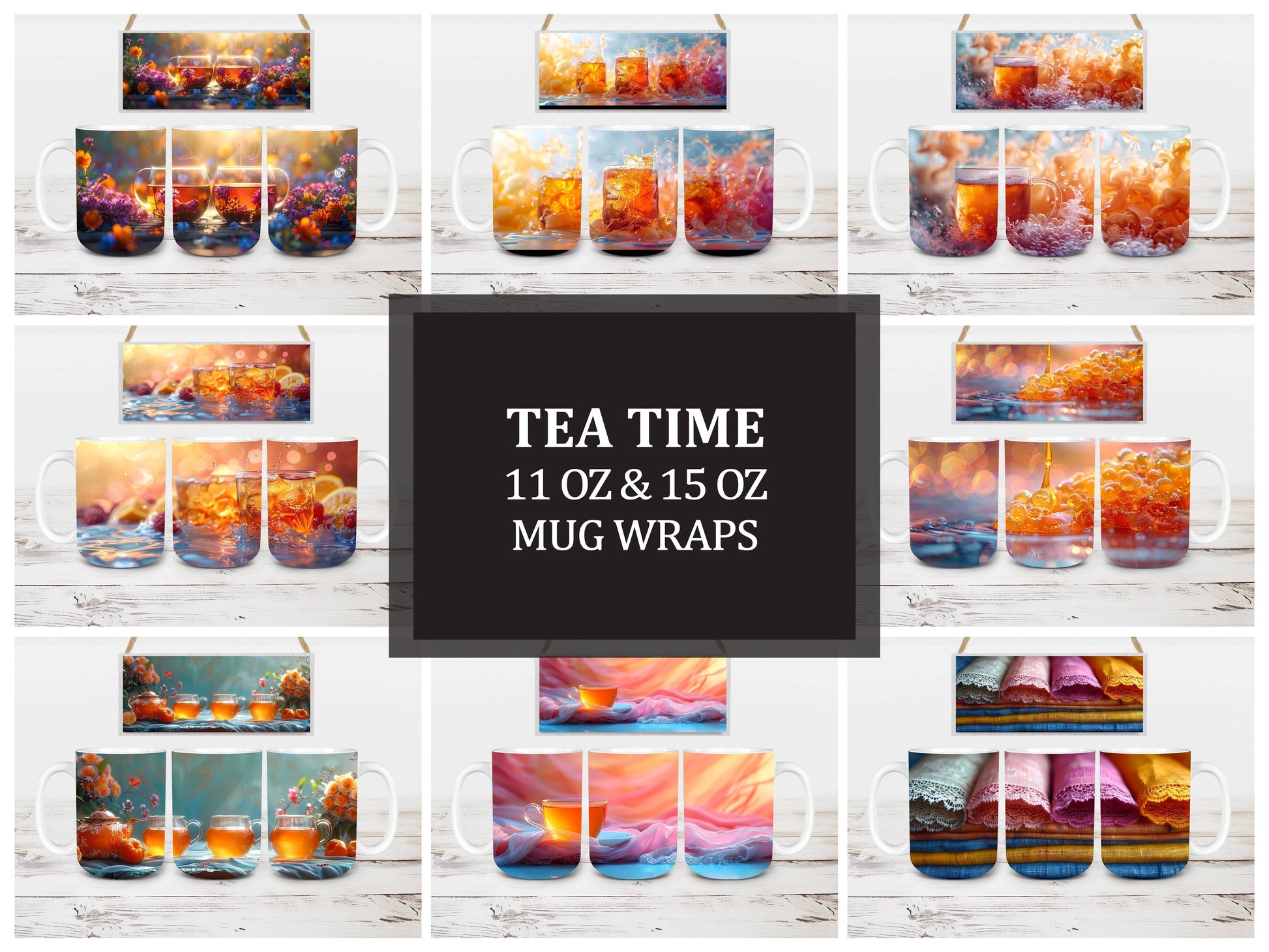 Tea Time 2 Mug Wrap - CraftNest - Digital Crafting and Art