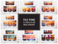 Tea Time 2 Mug Wrap - CraftNest - Digital Crafting and Art