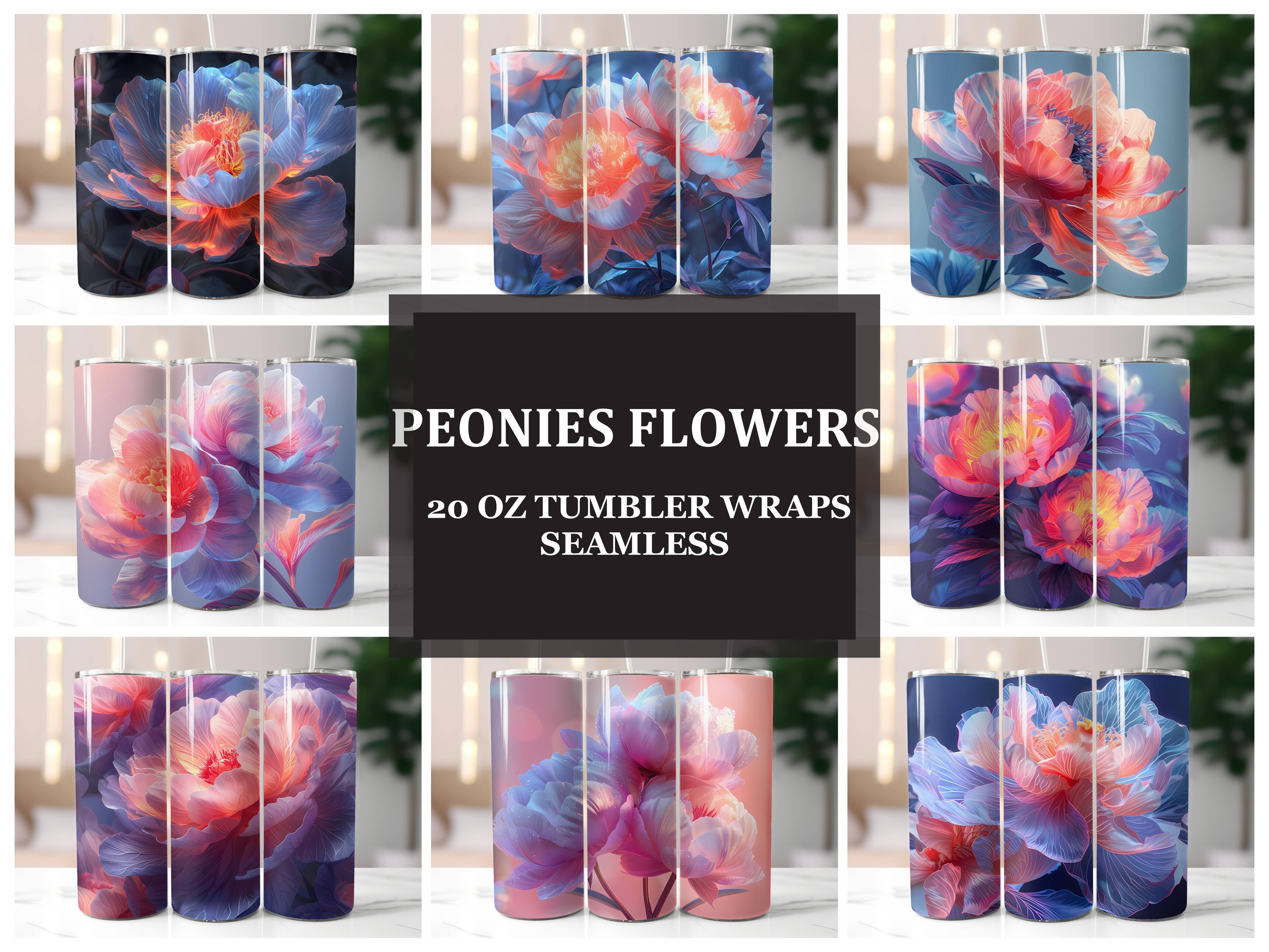 Peonies Flowers Tumbler Wrap - CraftNest - Digital Crafting and Art