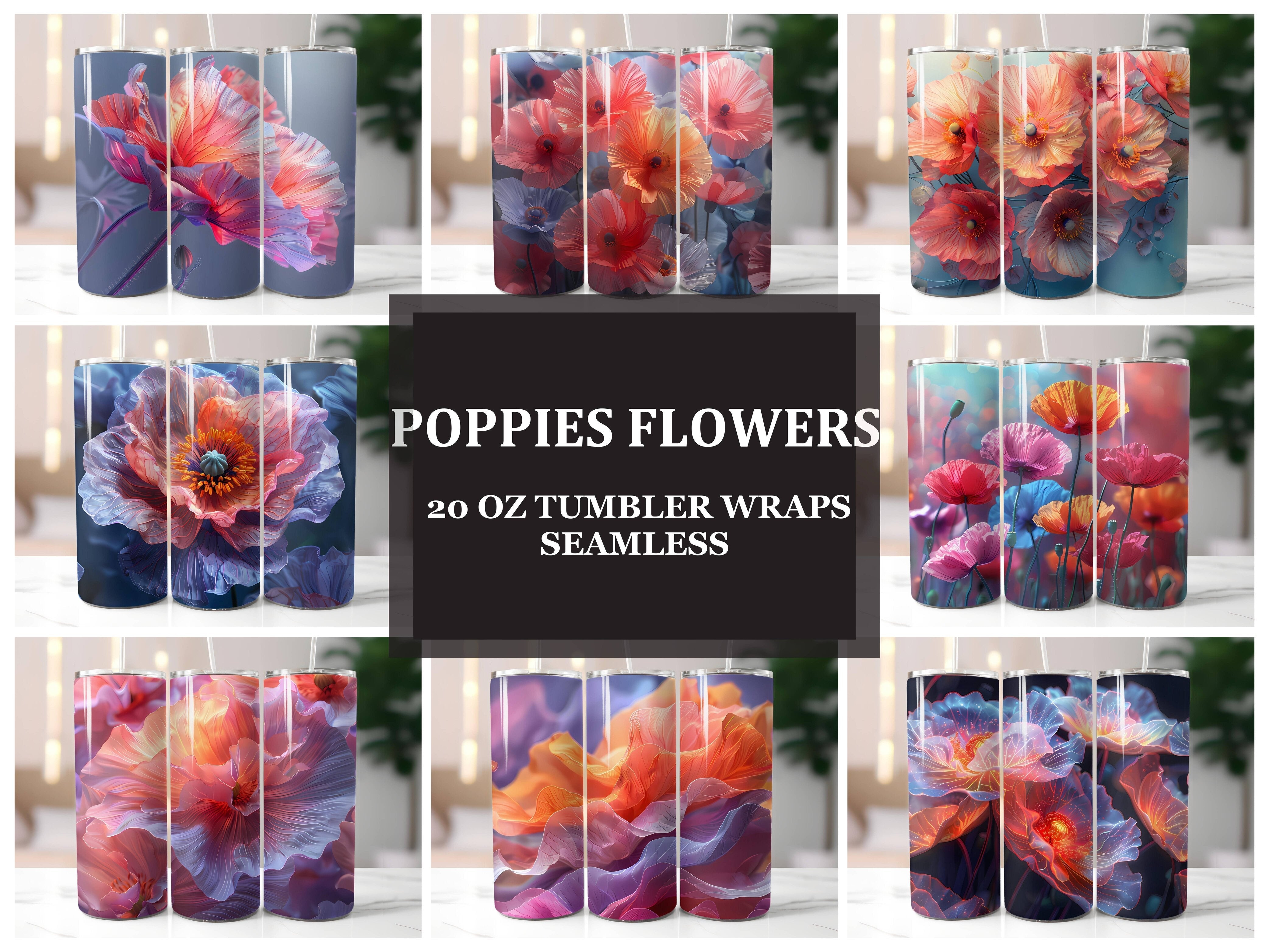 Poppies Flowers Tumbler Wrap - CraftNest - Digital Crafting and Art