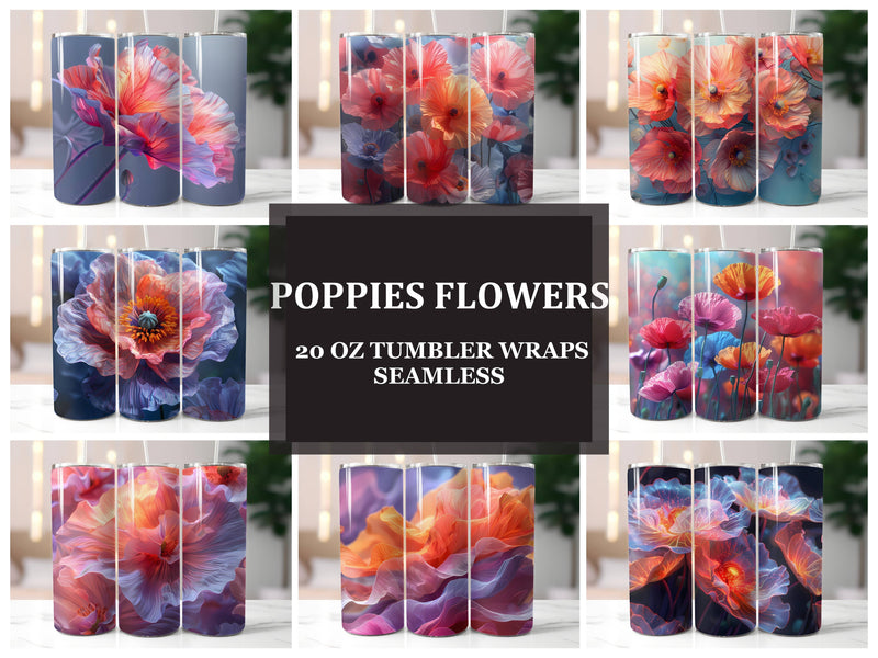 Poppies Flowers Tumbler Wrap - CraftNest - Digital Crafting and Art