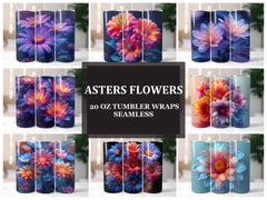 Asters Flowers Tumbler Wrap - CraftNest - Digital Crafting and Art