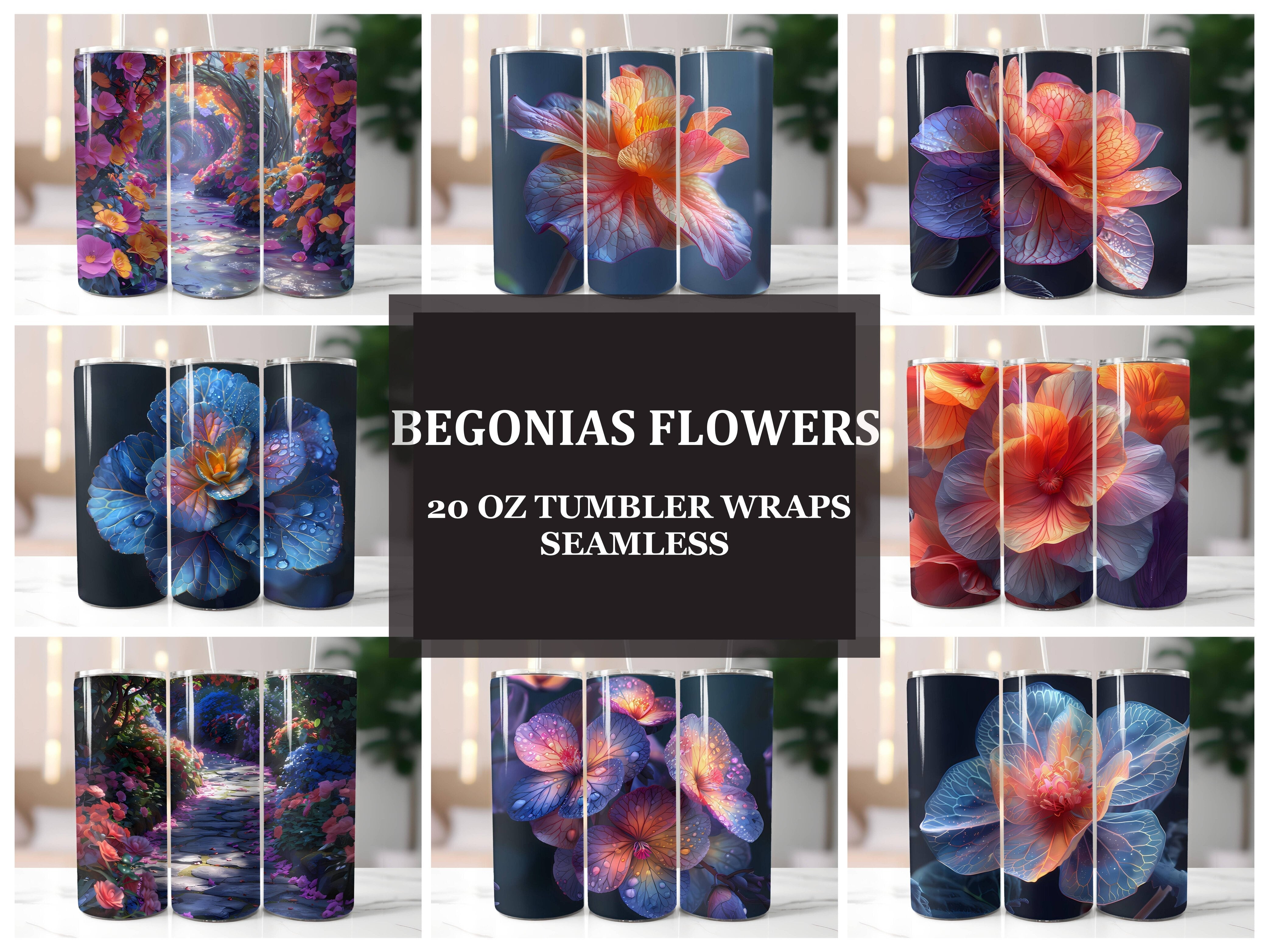 Begonias Flowers Tumbler Wrap - CraftNest - Digital Crafting and Art