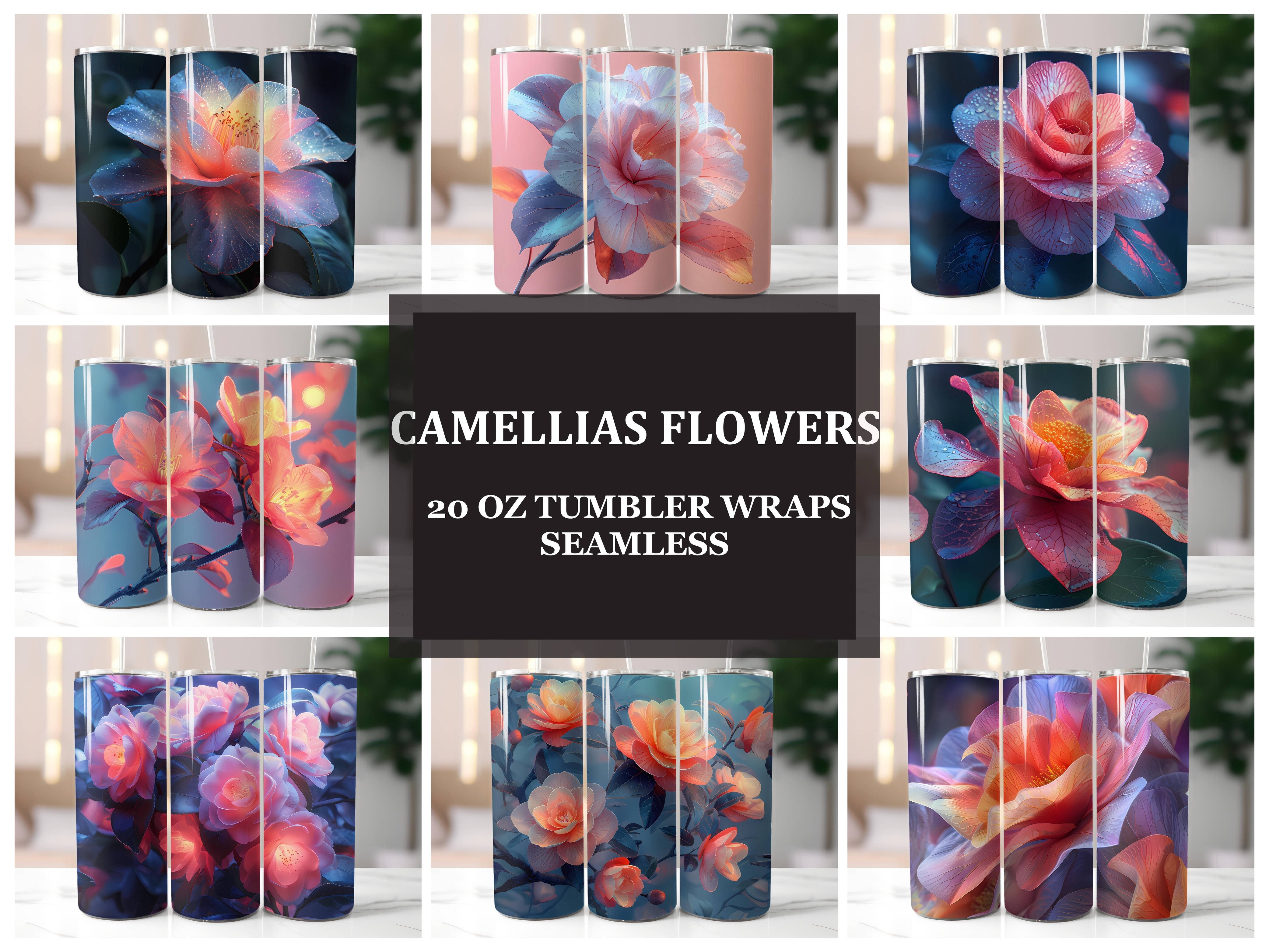 Camellias Flowers Tumbler Wrap - CraftNest - Digital Crafting and Art