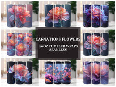 Carnations Flowers Tumbler Wrap - CraftNest - Digital Crafting and Art