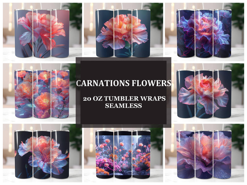 Carnations Flowers Tumbler Wrap - CraftNest - Digital Crafting and Art