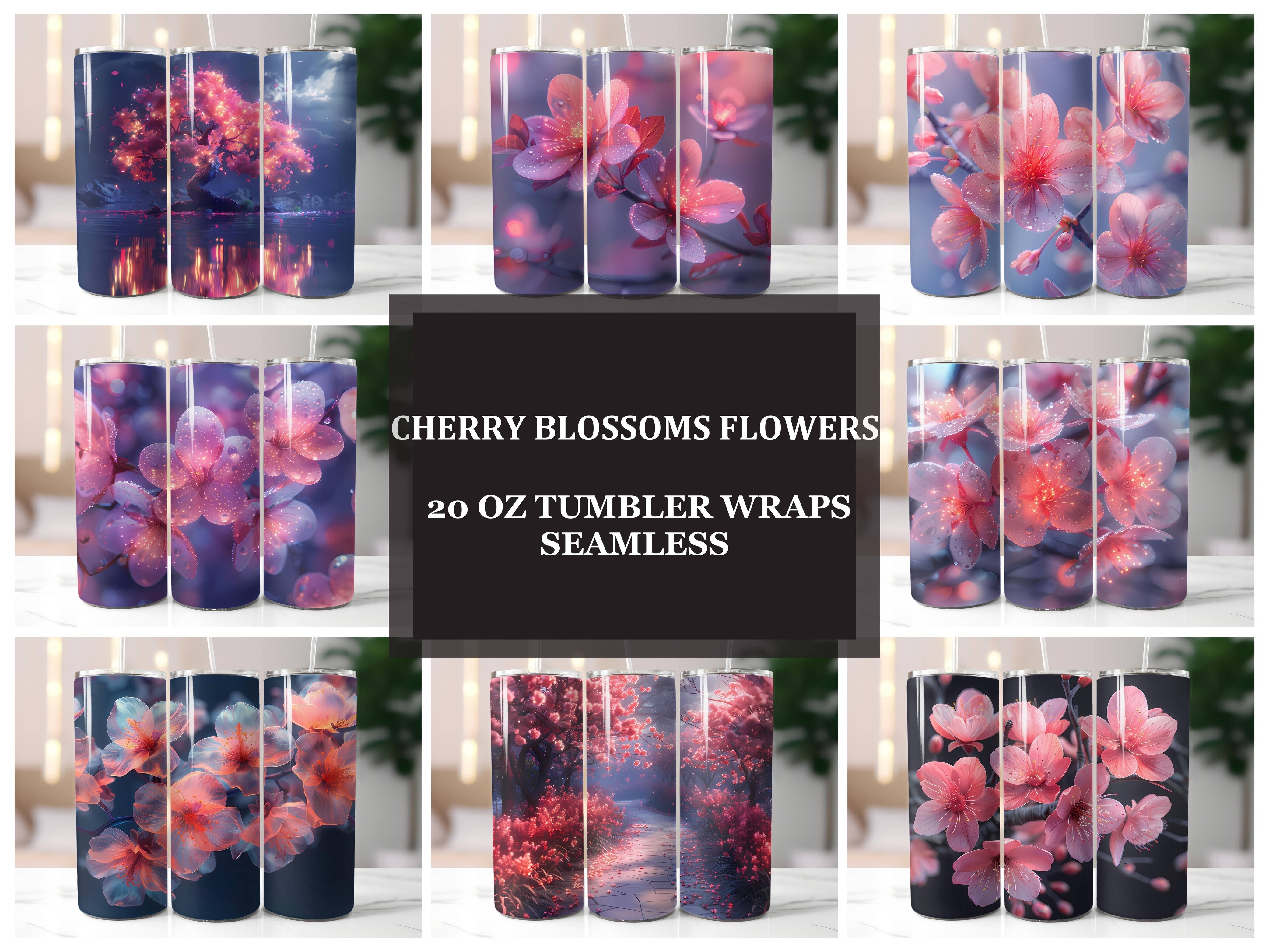 Cherry Blossoms Flowers Tumbler Wrap - CraftNest - Digital Crafting and Art