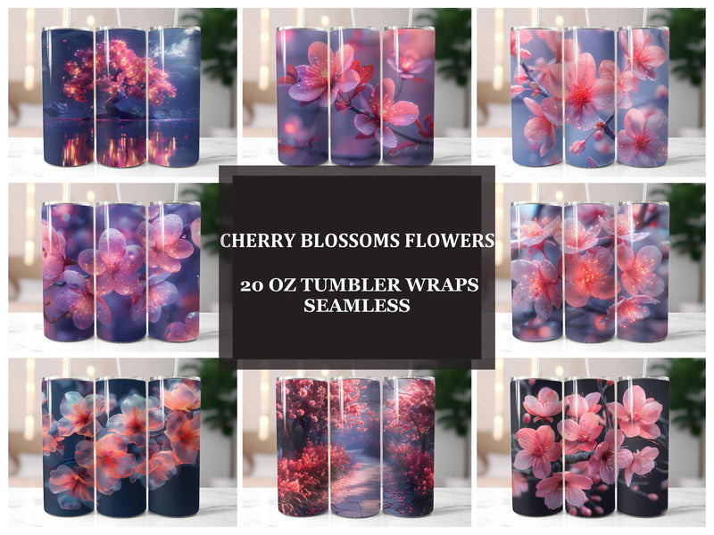 Cherry Blossoms Flowers Tumbler Wrap - CraftNest - Digital Crafting and Art